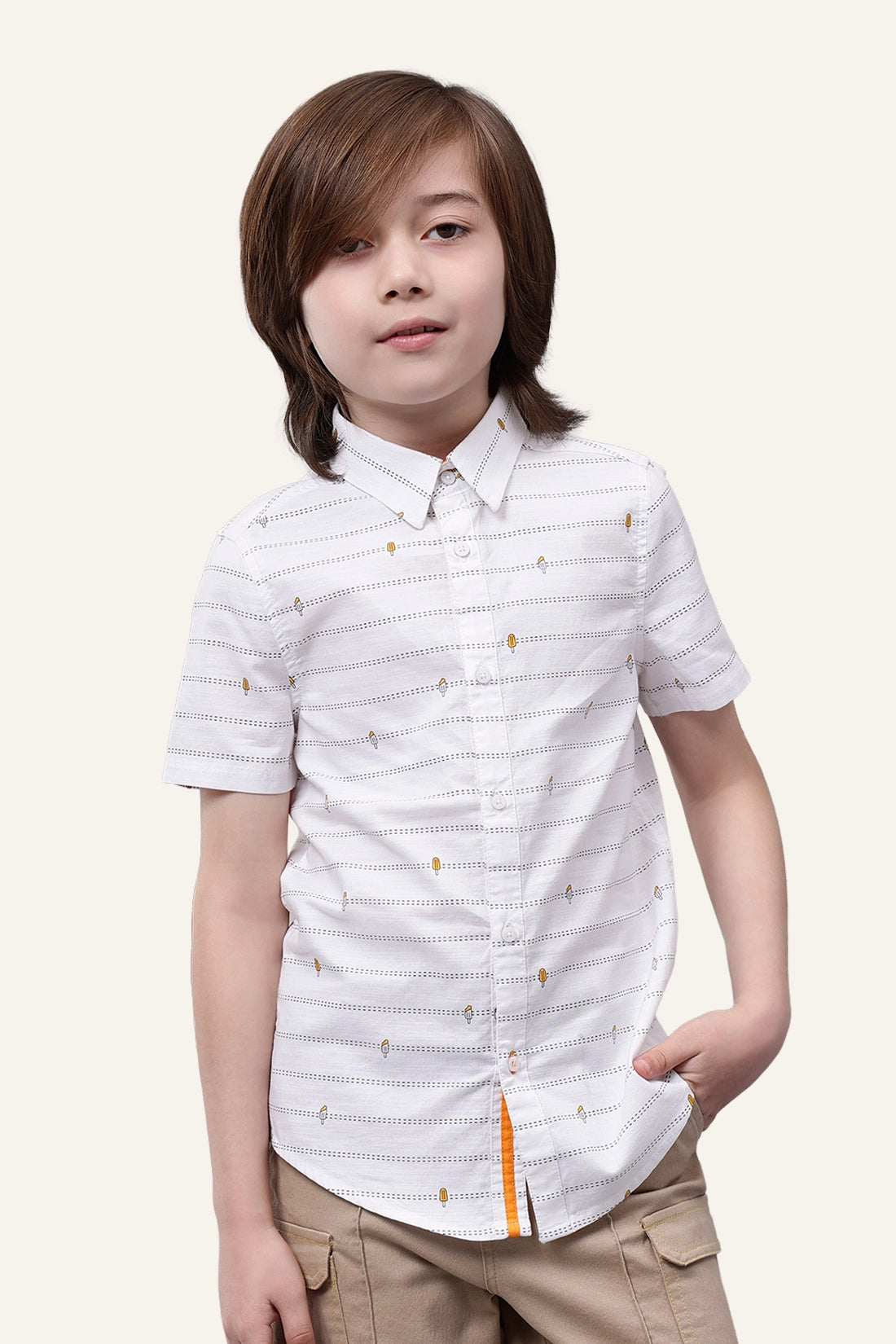 Boys Off White Casual Shirt