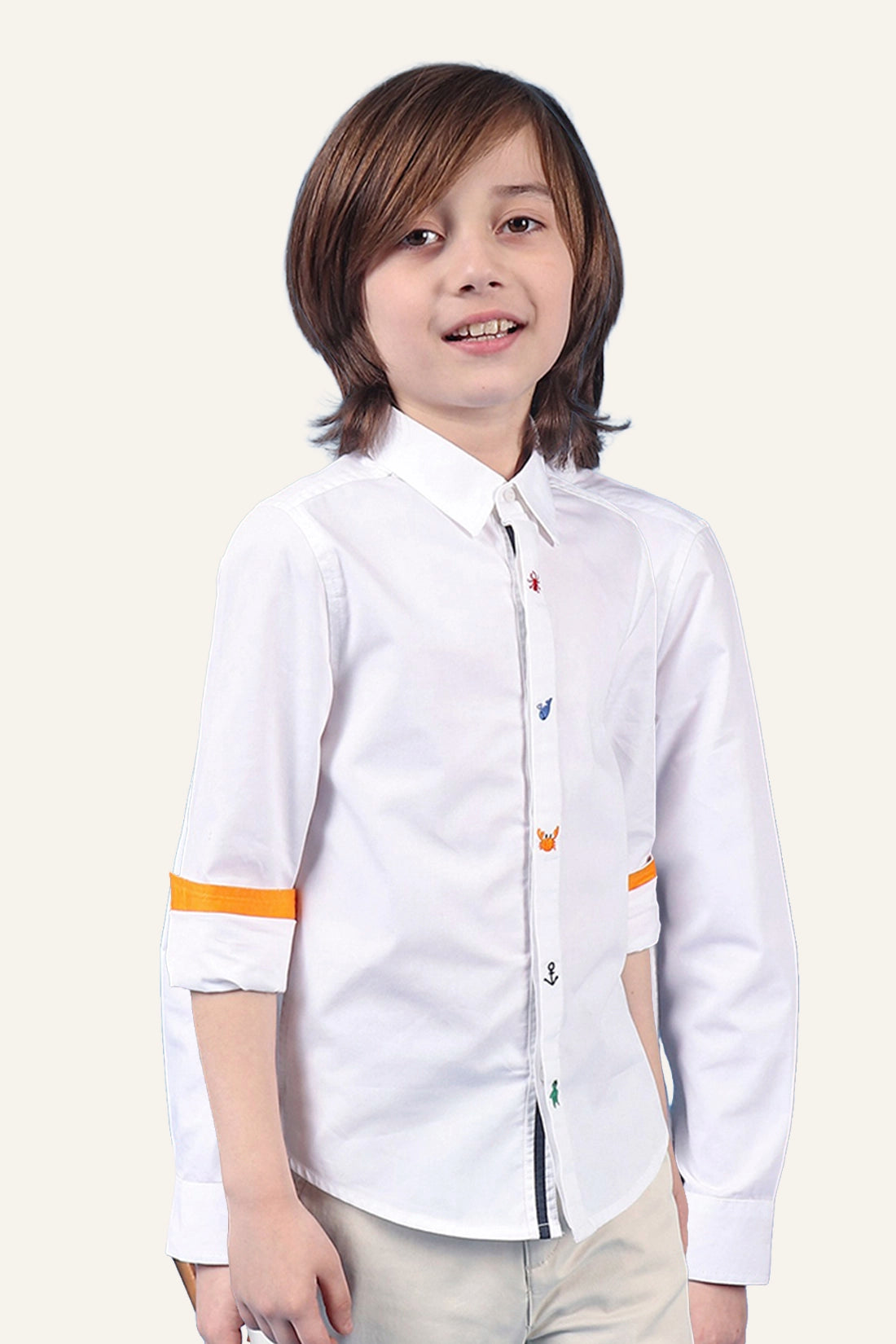 Boys White Embroidered Shirt