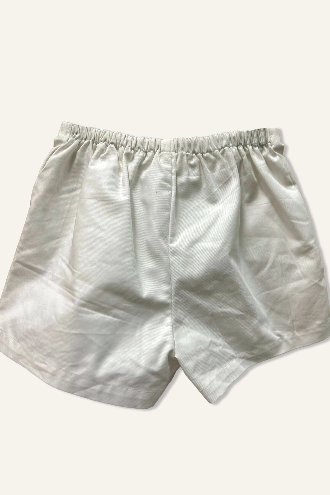 Girls Off White Solid Shorts