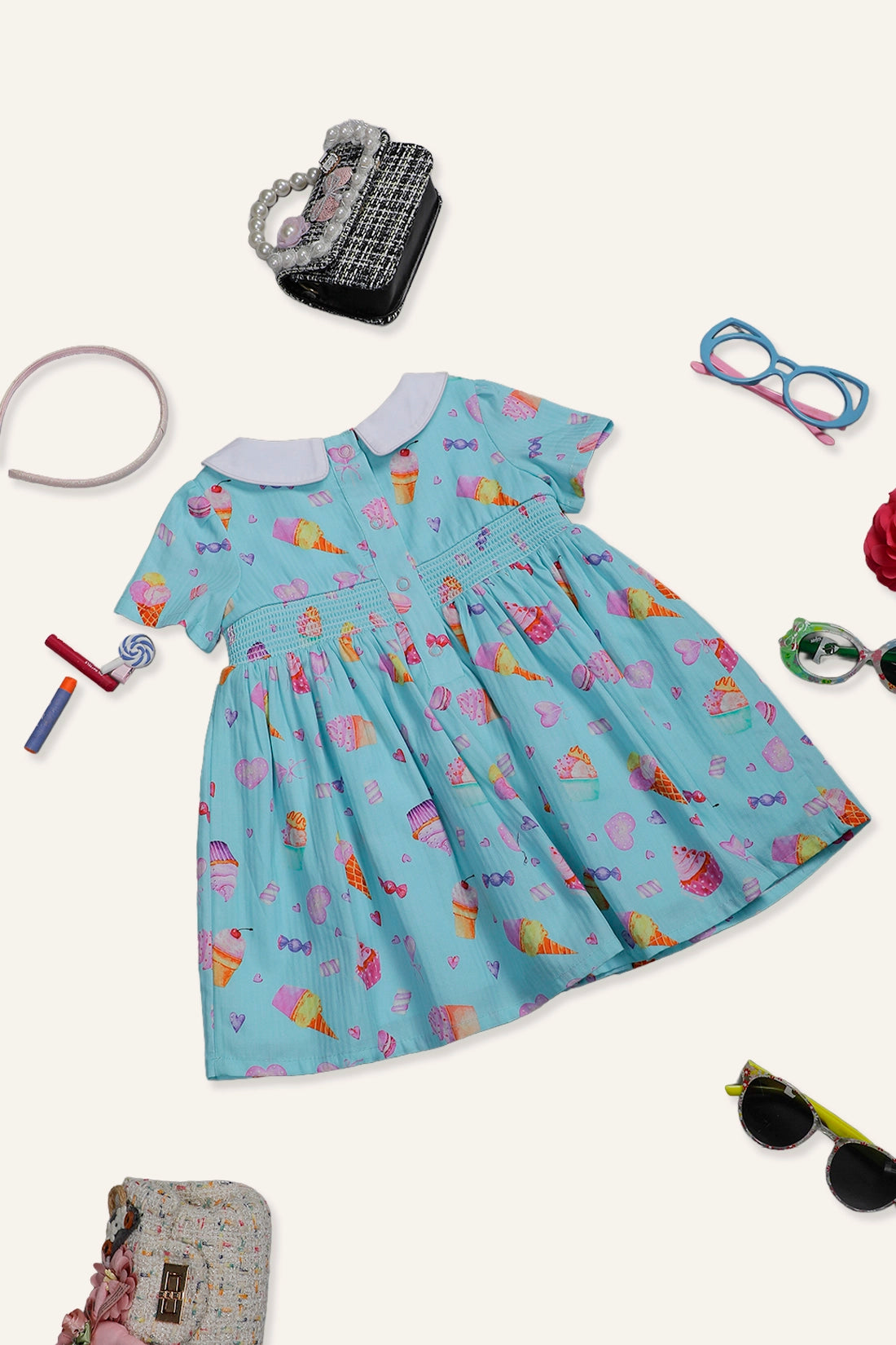 बेबी गर्ल्स एक्वा ड्रेस