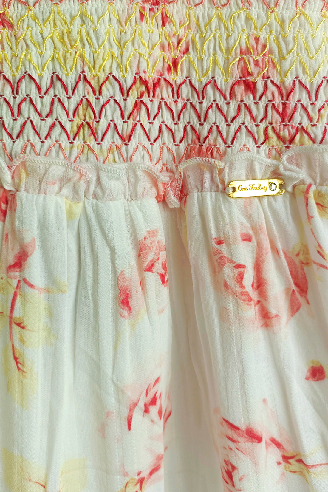 Girls Off White Floral Dress