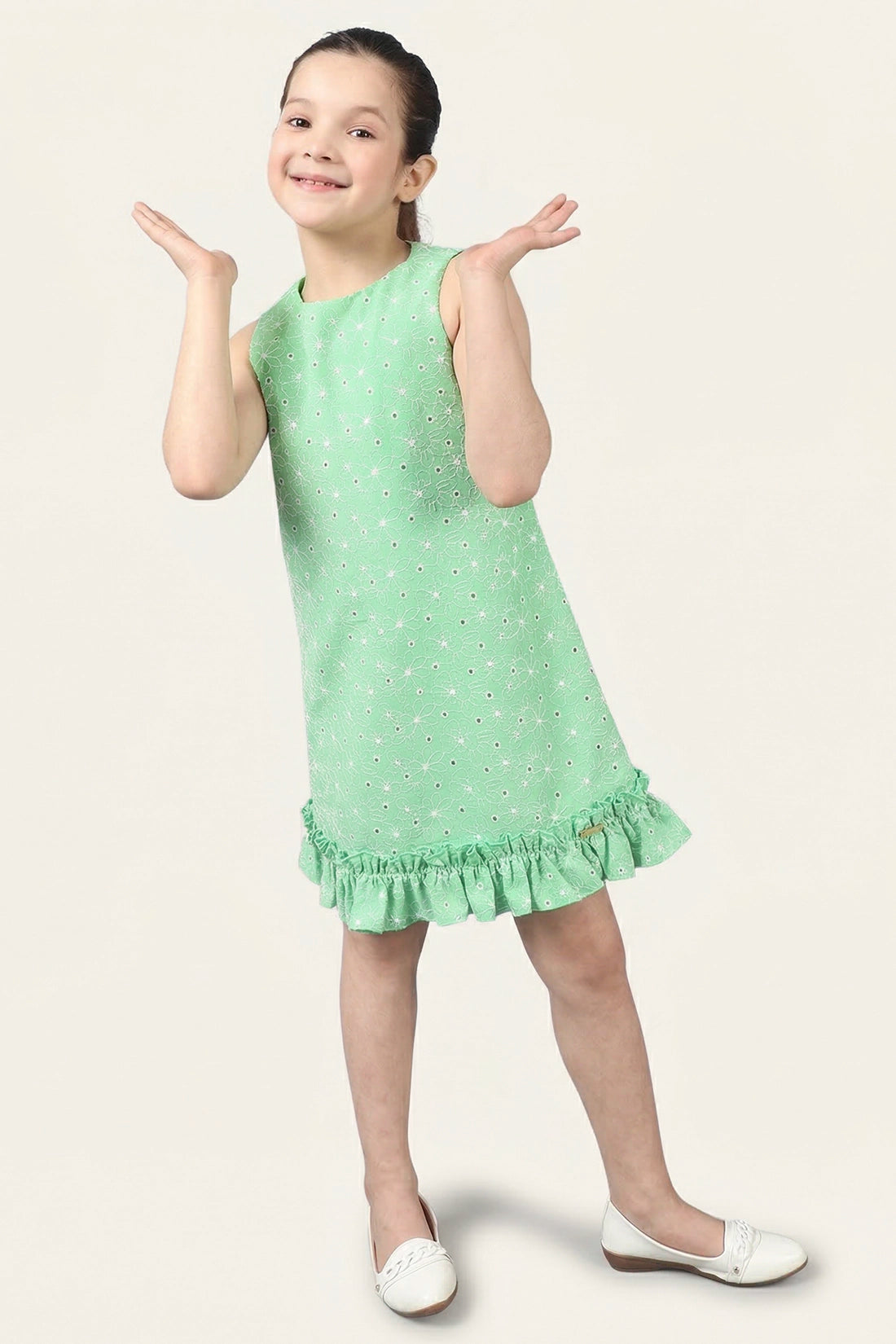 Girls Green Frills Dress
