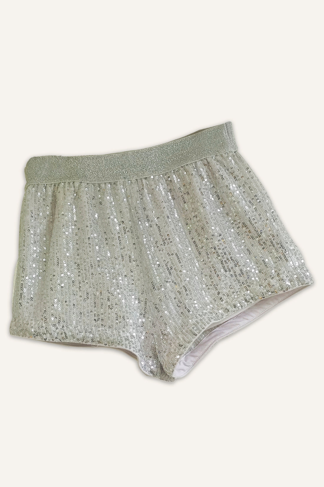 Girls White Sequin Short