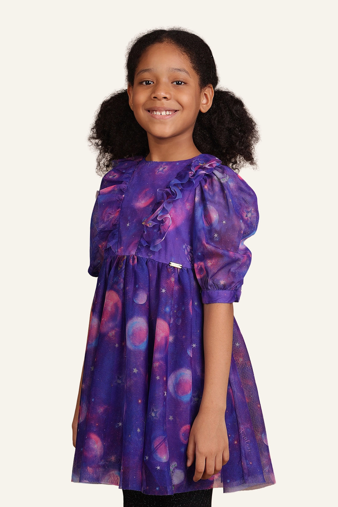 Girls Purple Cosmic Theme Dress
