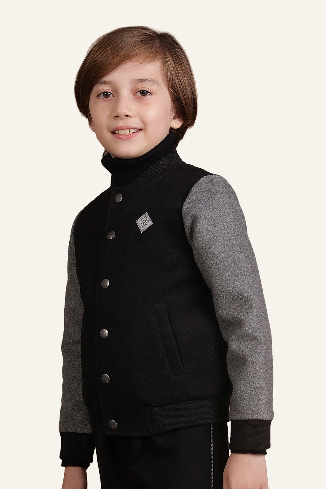 Boys Black & Grey Dual Colour Jacket