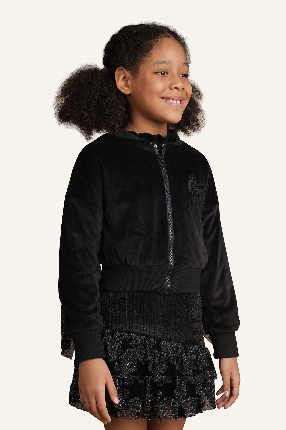 Girls Black Crop Jacket