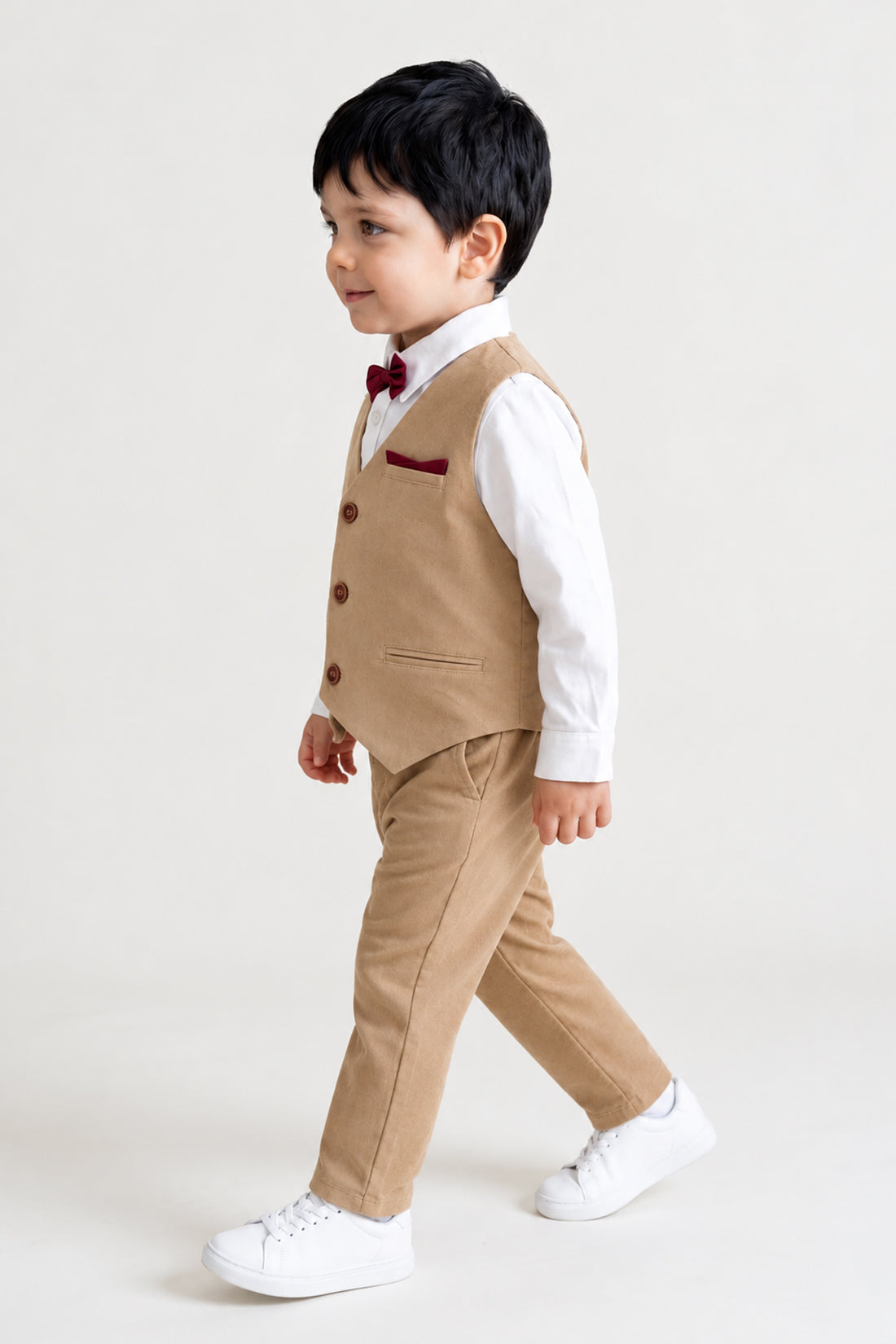 Baby Boys Sand Multicolour Cotton V-Neck Clothing Set