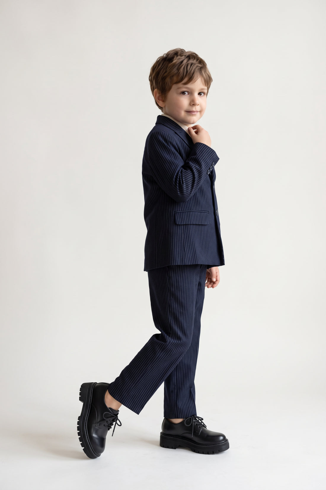 Boys Navy Blue Star Print Twill Blazer