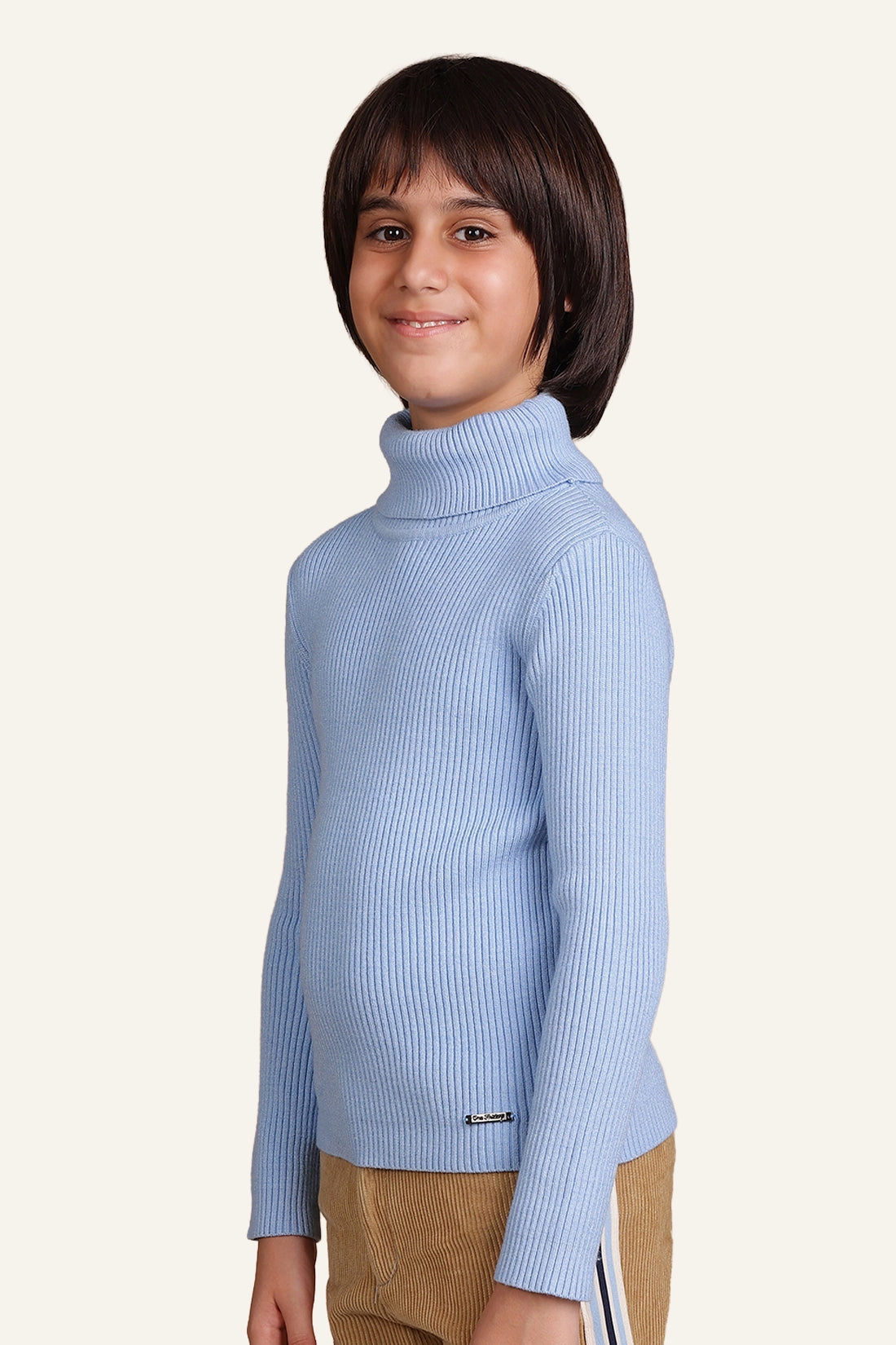 Boys Sky Blue Turtle Neck Jumper