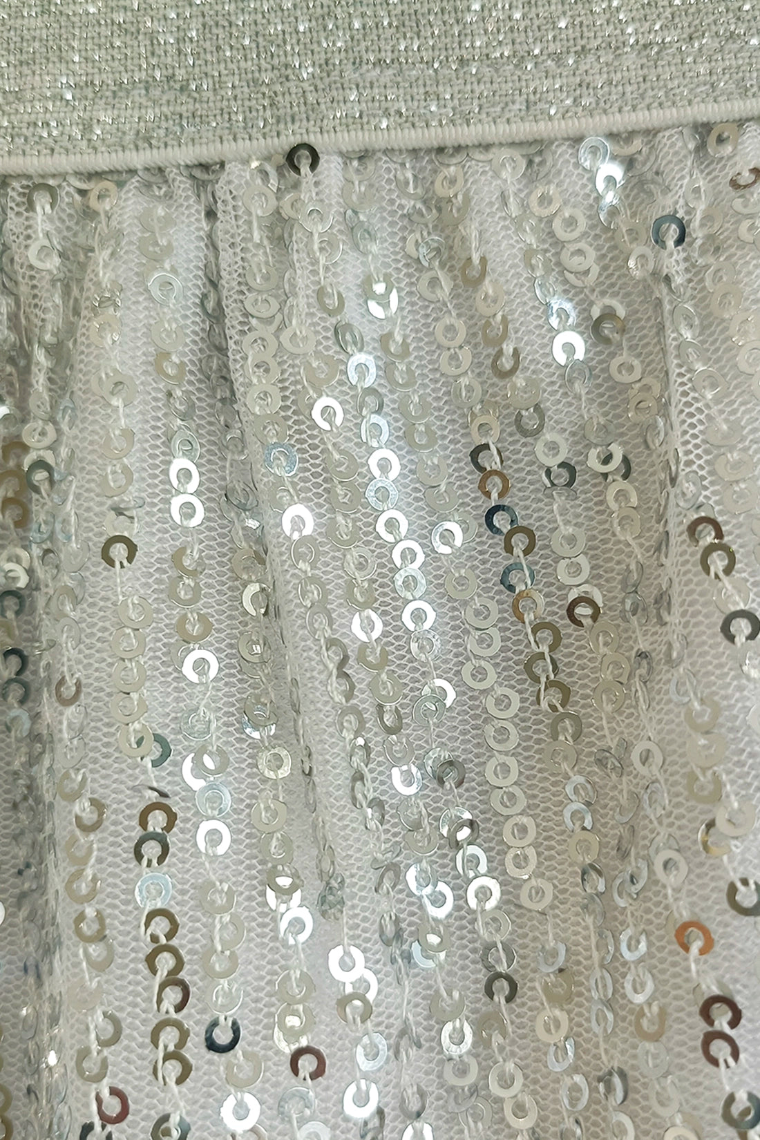 Girls White Sequin Short