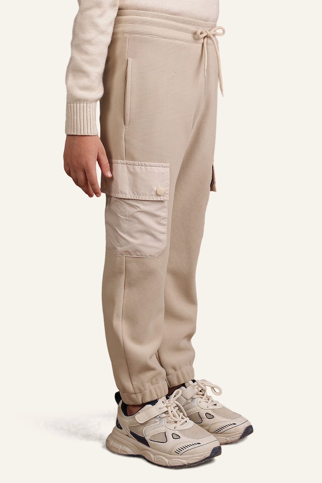 Boys Beige Knitted Track Pant