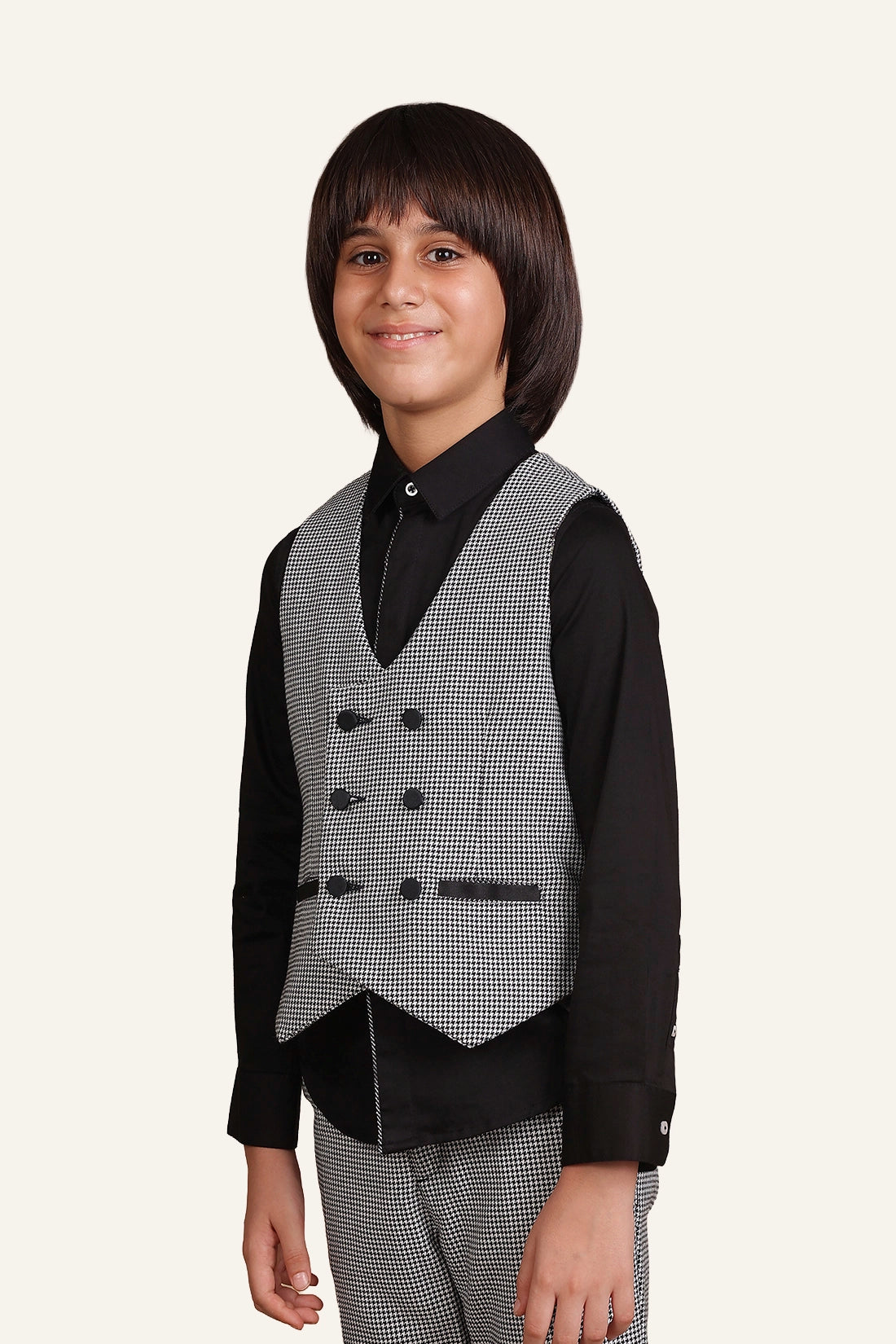 Boys White & Black Waist Coat