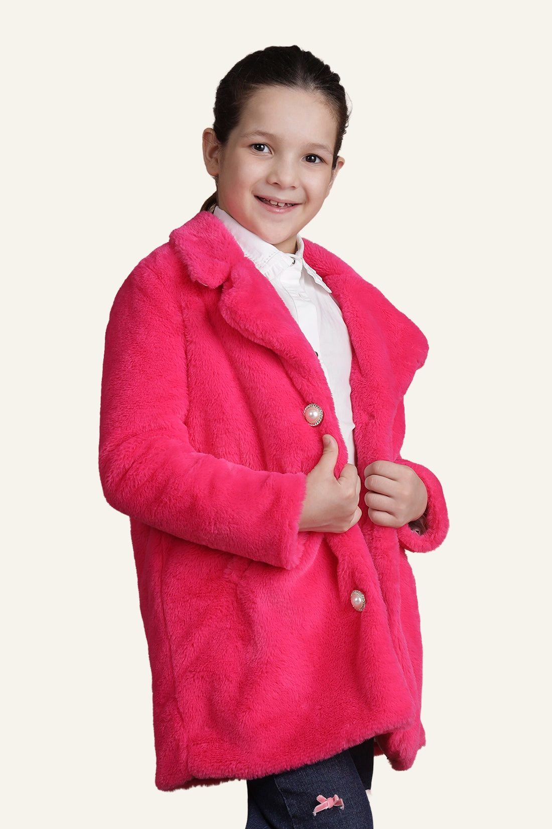 Girls Peppy Pink Fleece Overcoat