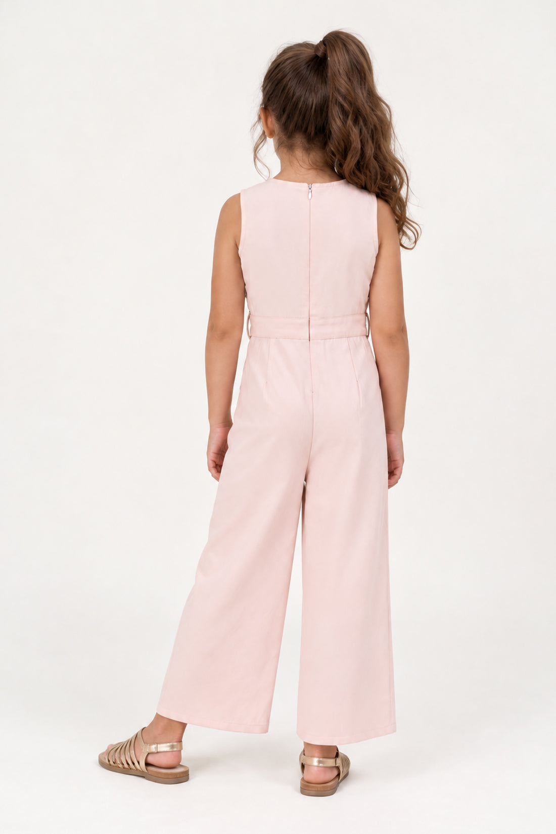 Pink Banana Crepe Half Sleeve Jumpsuit