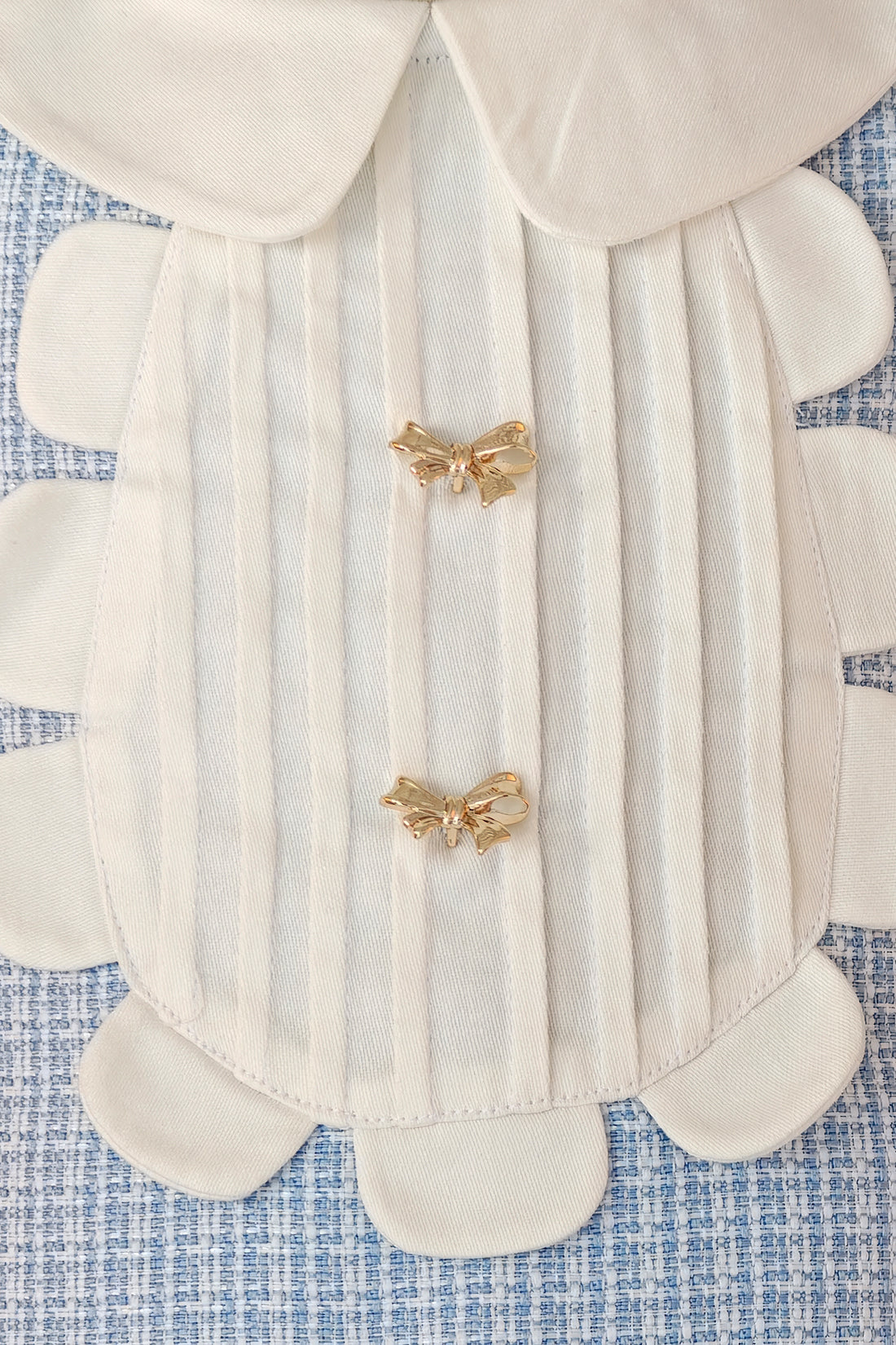 Girls Blue Boucle Shirt Collar Half Sleeve Dress