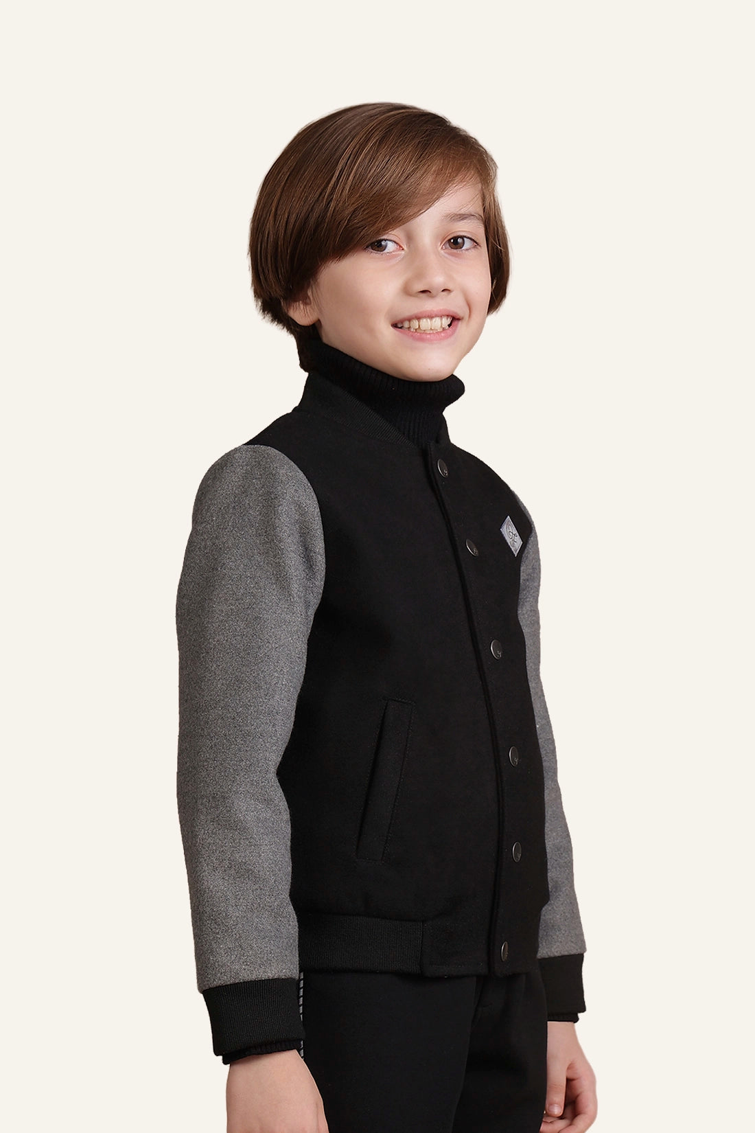 Boys Black & Grey Dual Colour Jacket