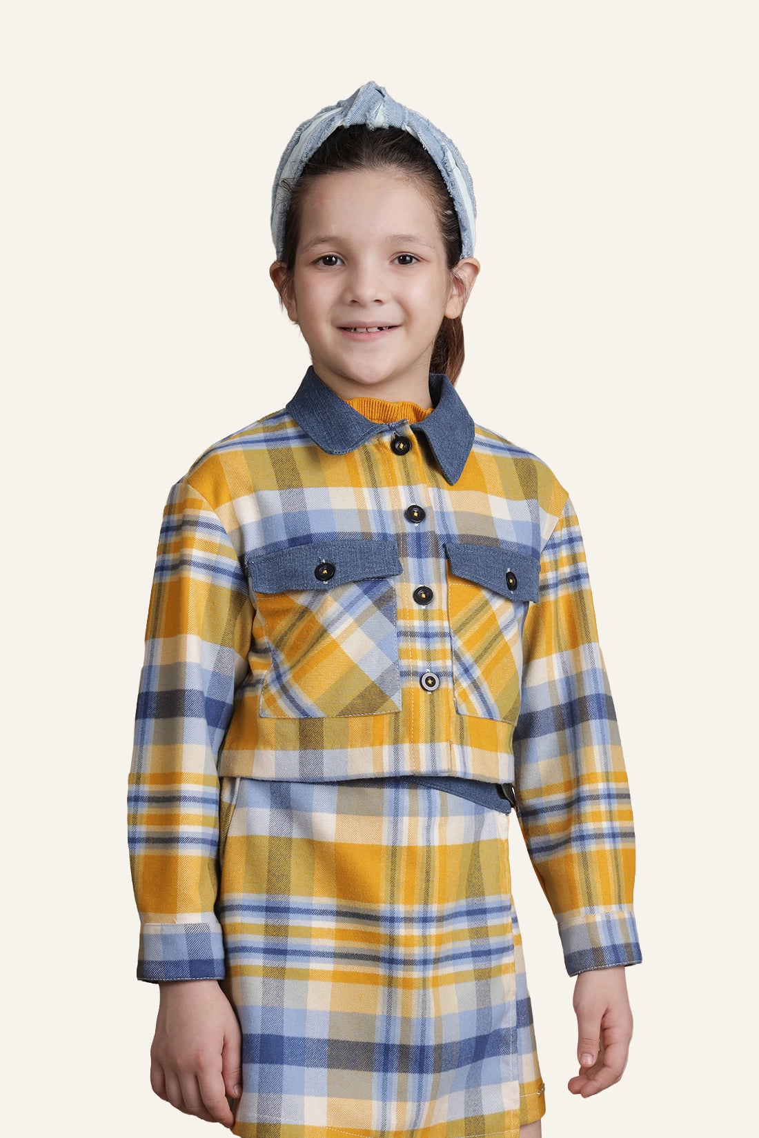 Girls Multicolor Checks Jacket