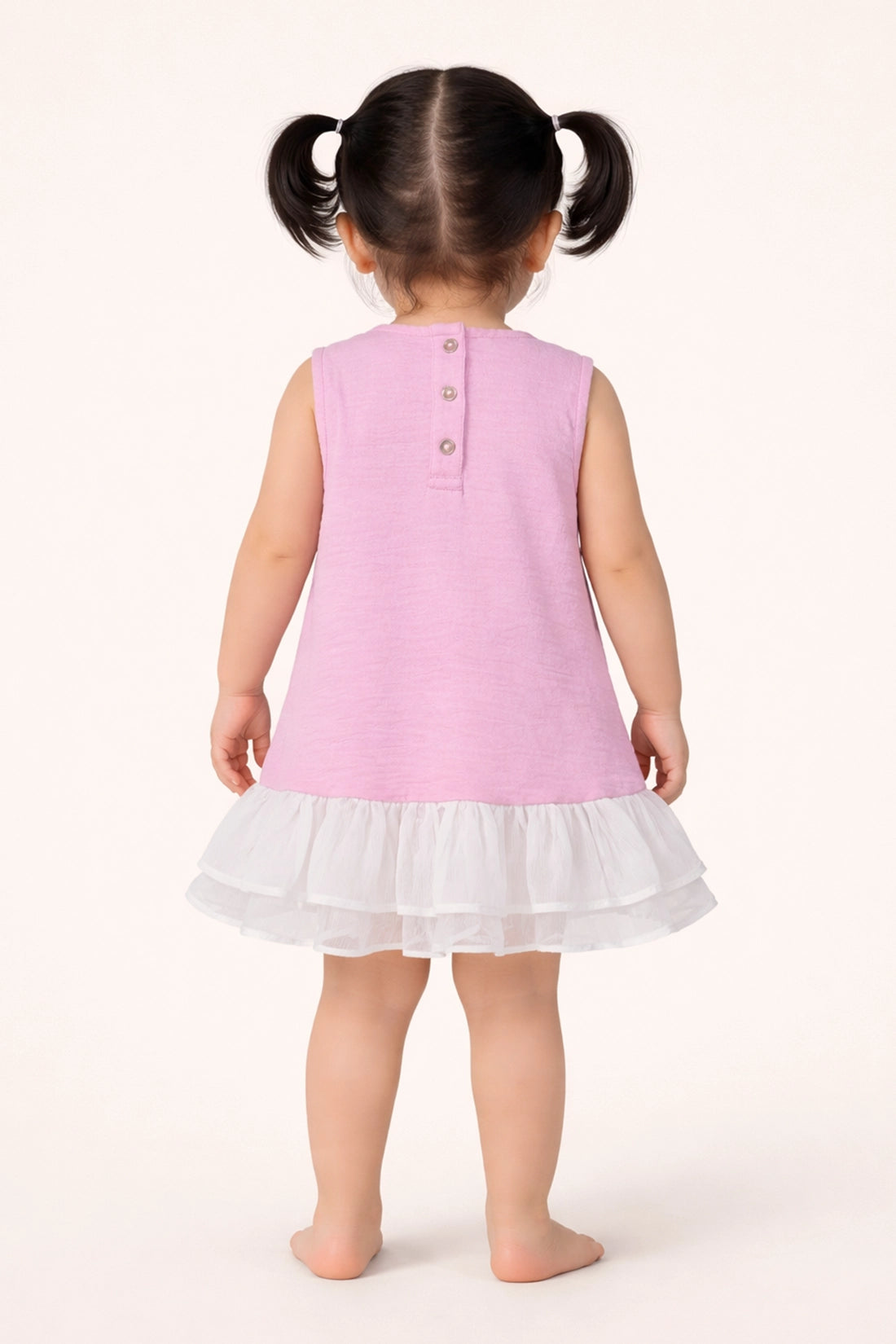 Baby Girls Pink Solid Cotton Dress
