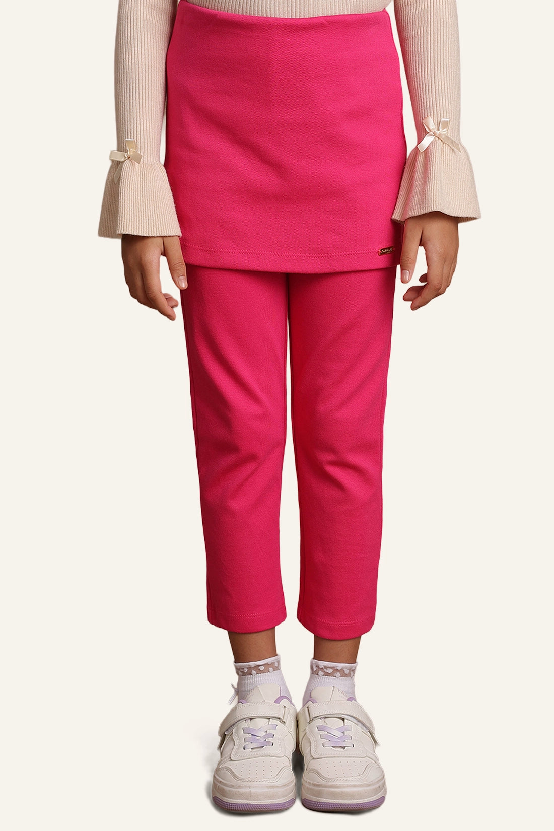 Girls Pink Skirt With attached Jeggings
