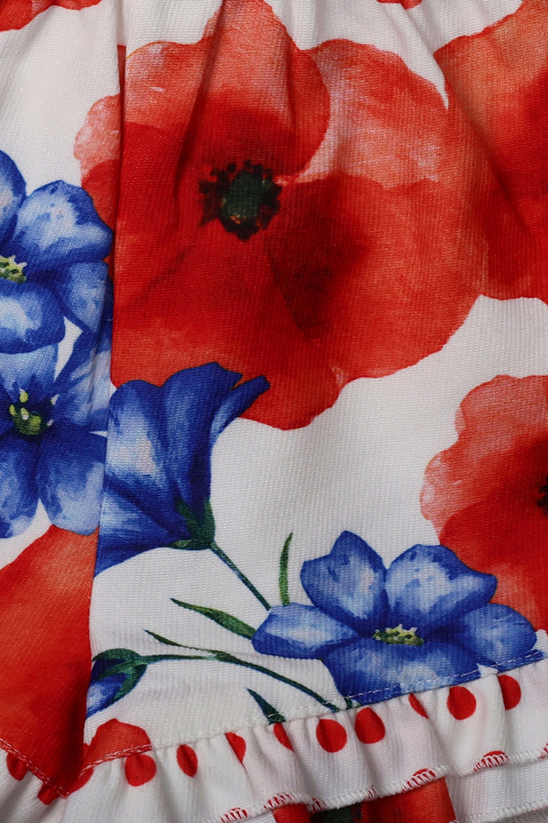 Baby Girls Off White Floral Peplum Top With Shorts Set