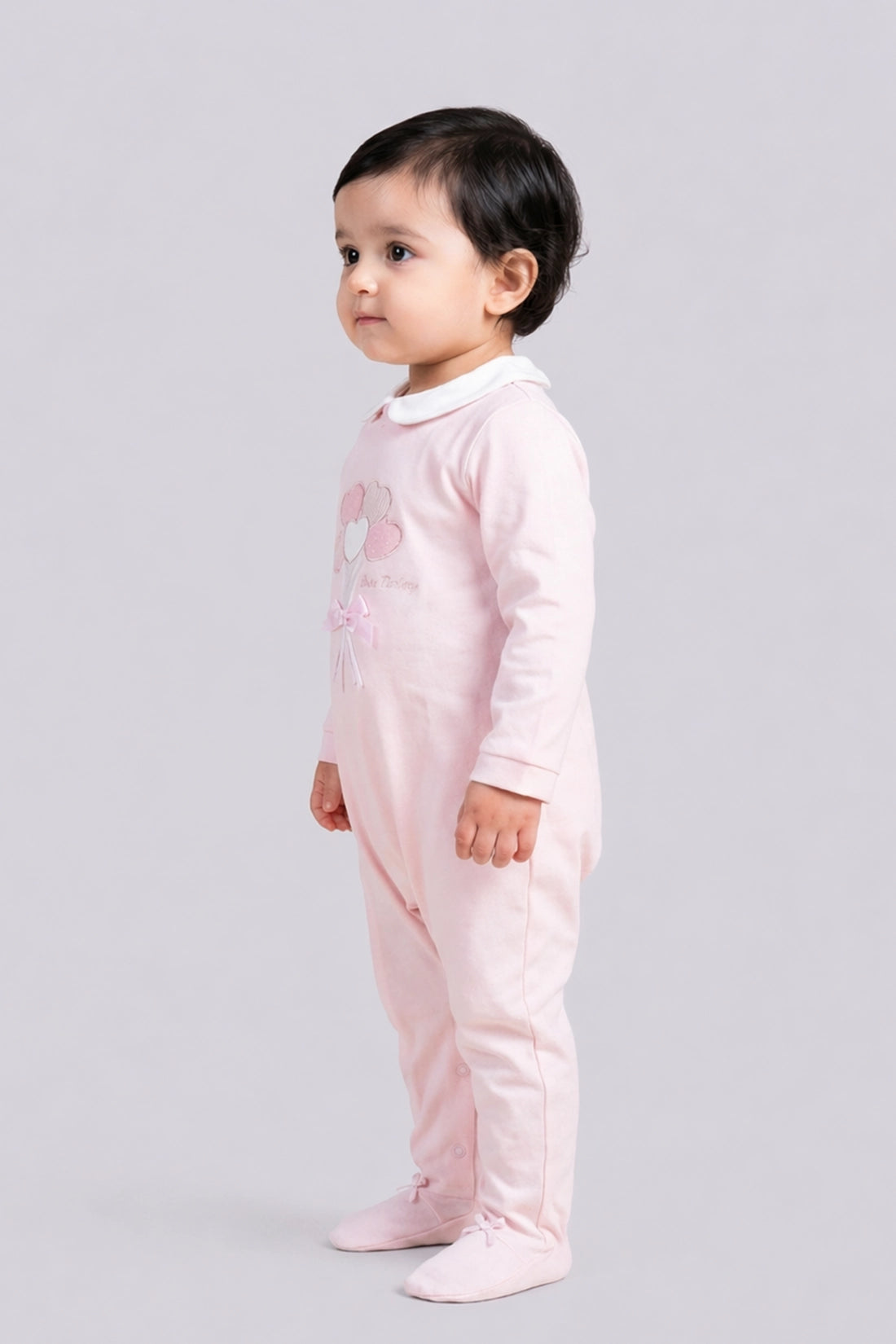 Baby Girls Pink Embroidered Cotton Romper