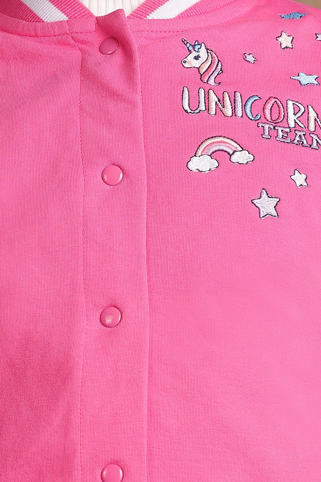 Girls Pink Solid Jacket