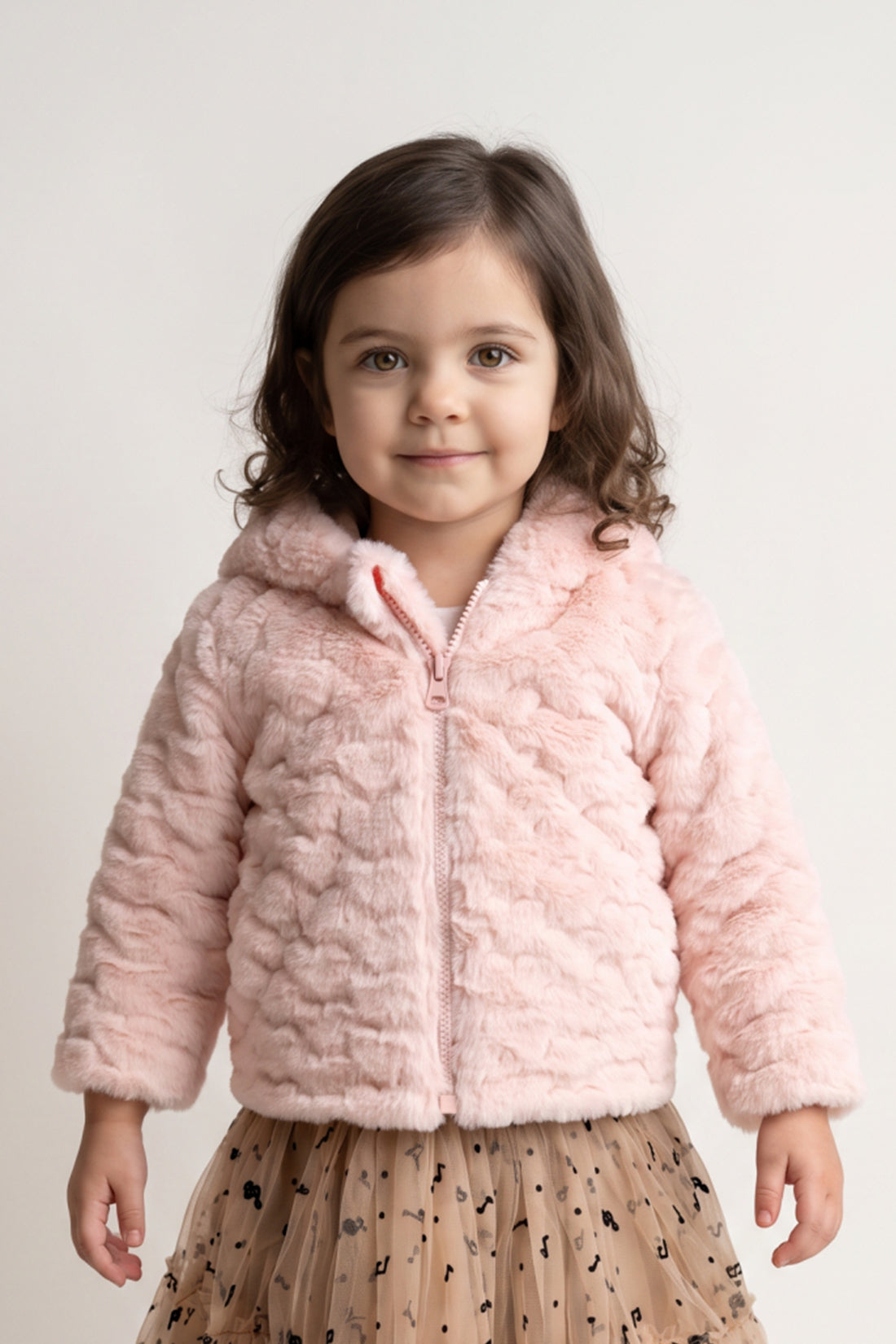 Baby Girls Pink Faux Fur Hooded Jacket