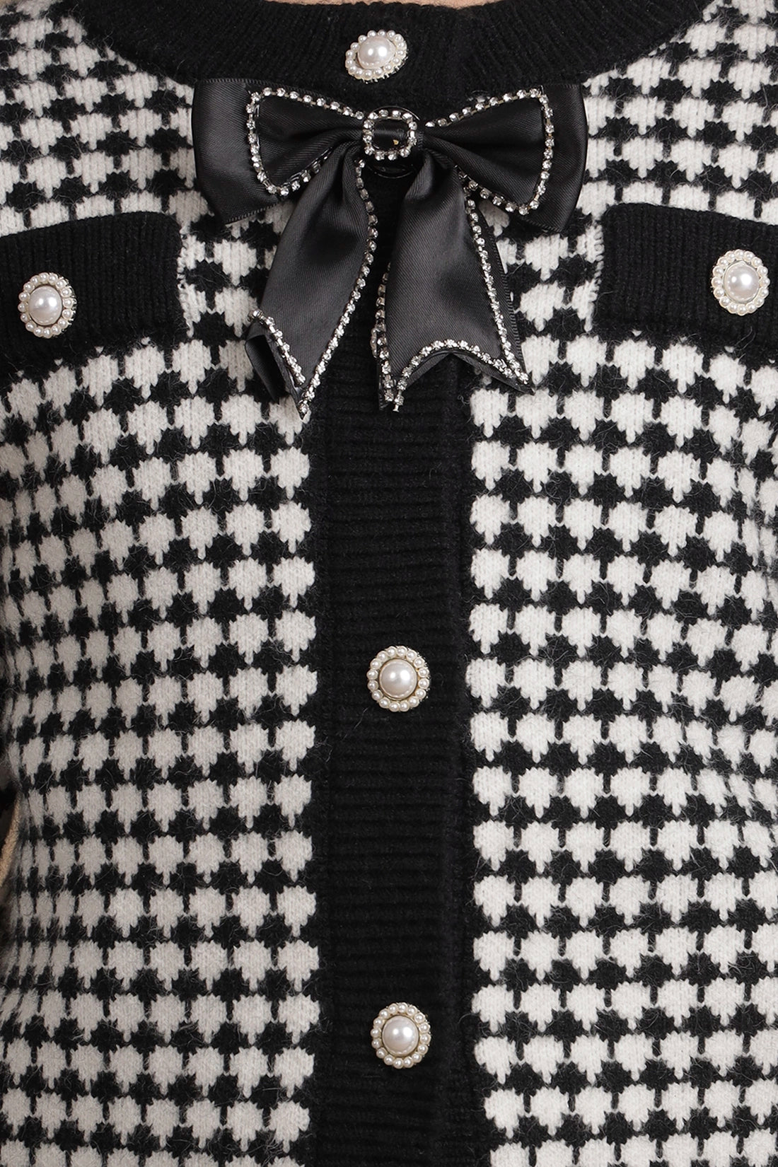 Girls Black Checks Sweater