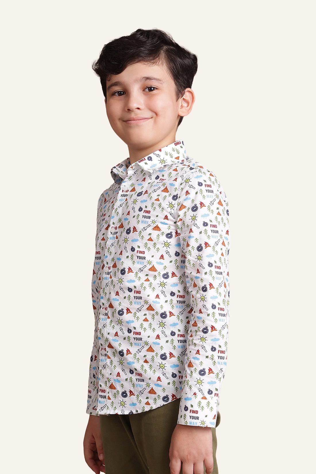 Boys Off White Adventurer Cotton Shirt