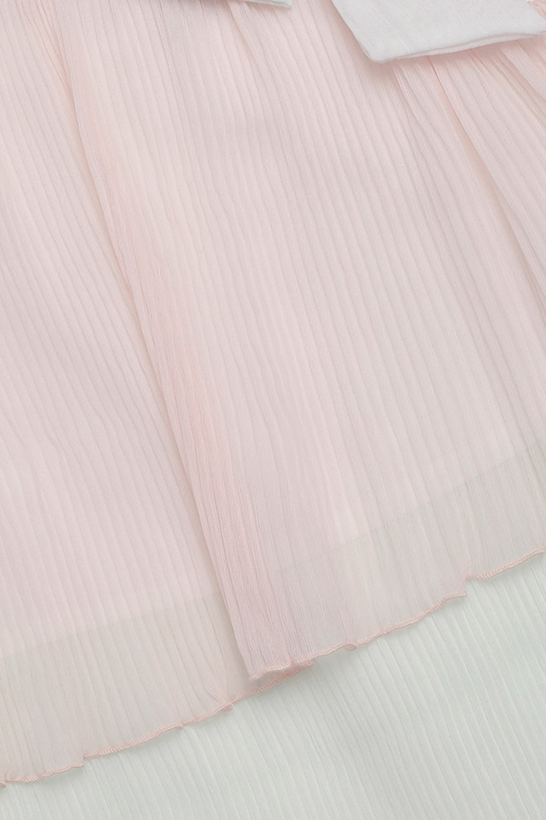 Girls Peach and White Pleated Layered Dress