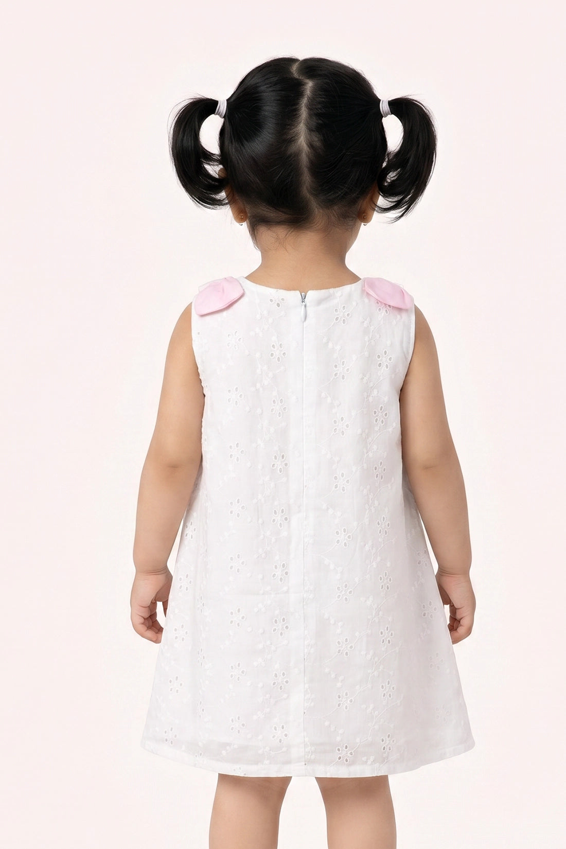 Baby Girls Off White Schiffli Cotton Dress