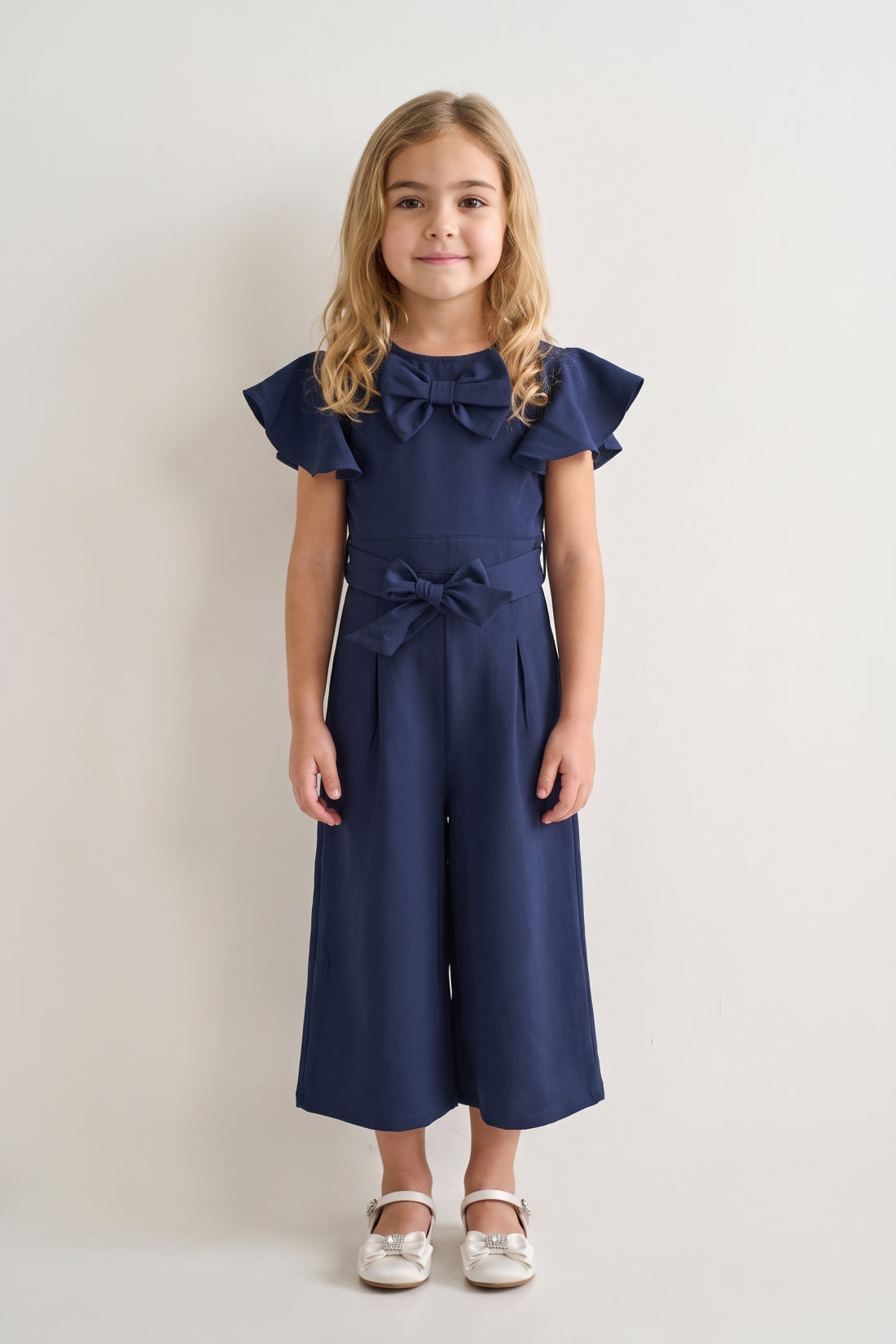Navy Blue Polyester Full Sleeve Jumpsuit
