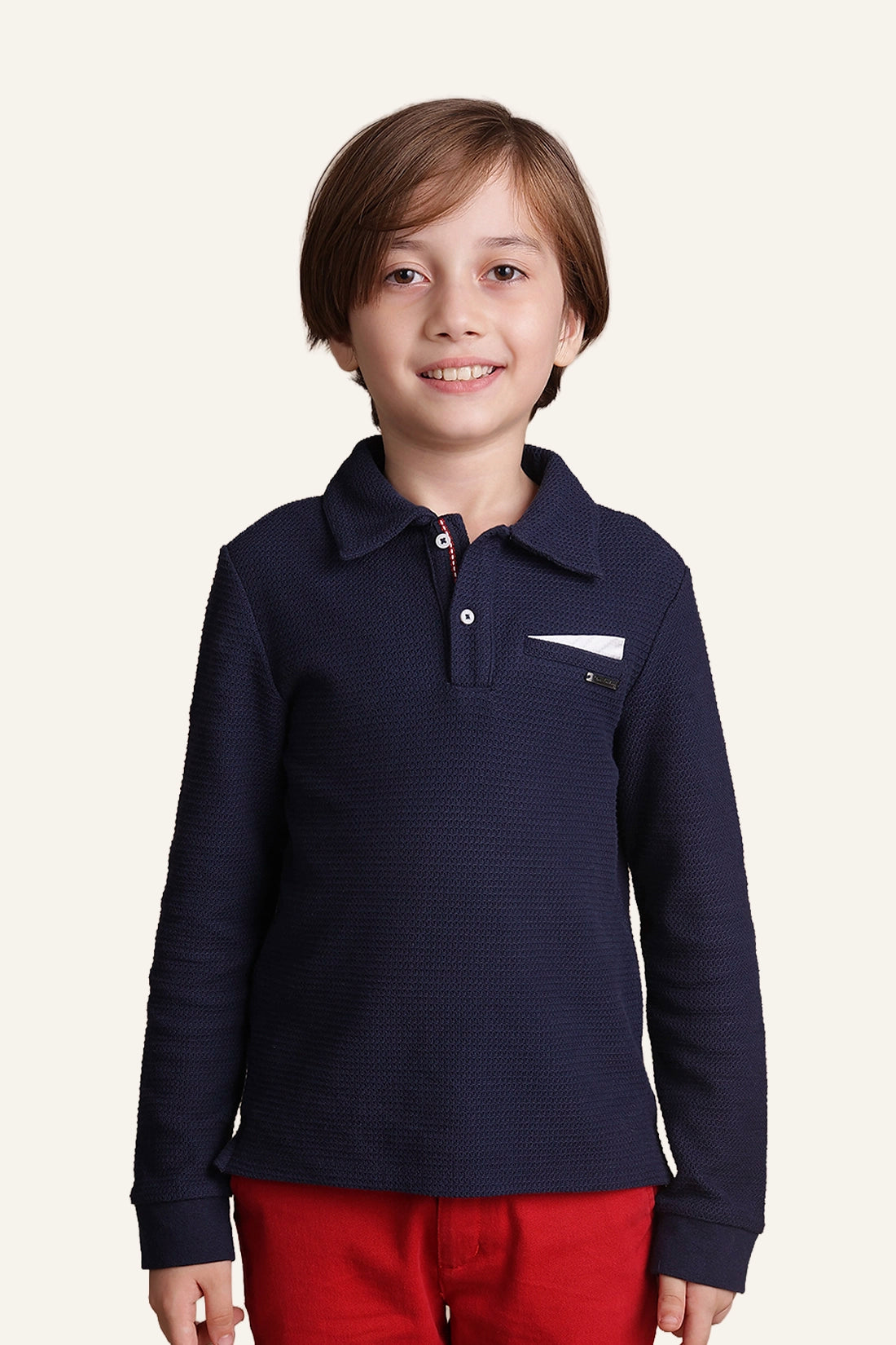 Boys Navy Blue Knitted T-shirt