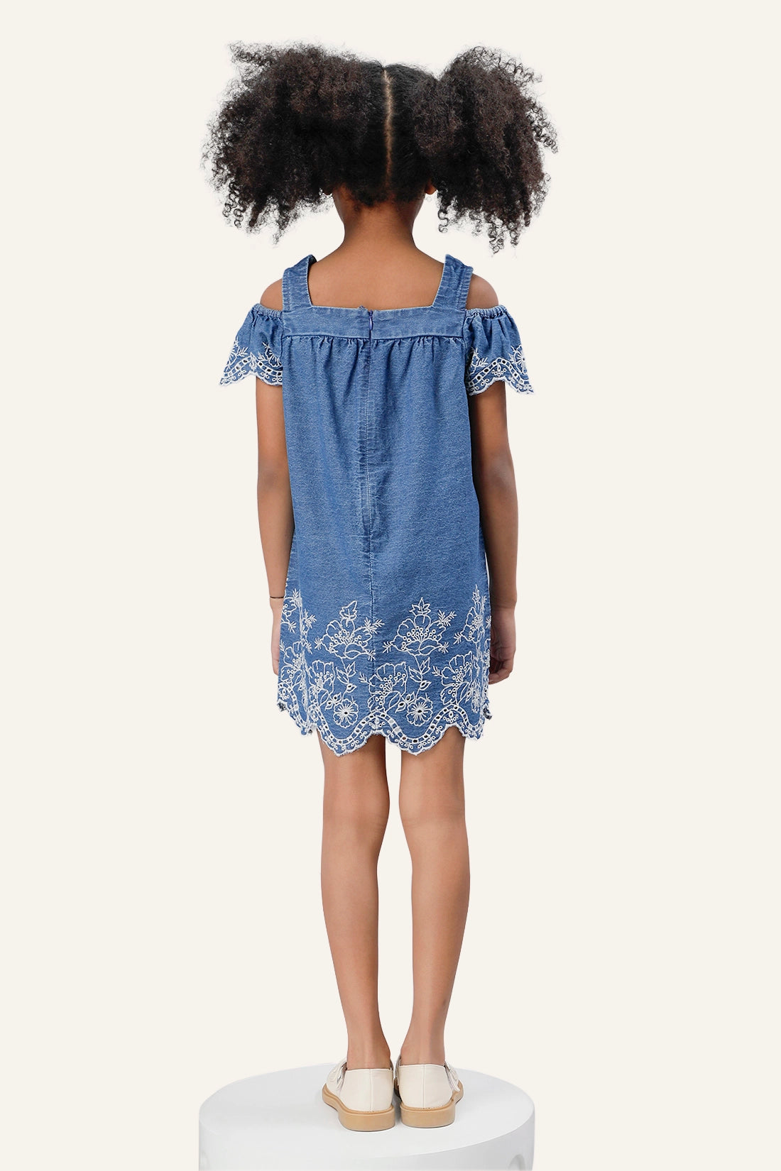 Girls Blue Embroidered Dress