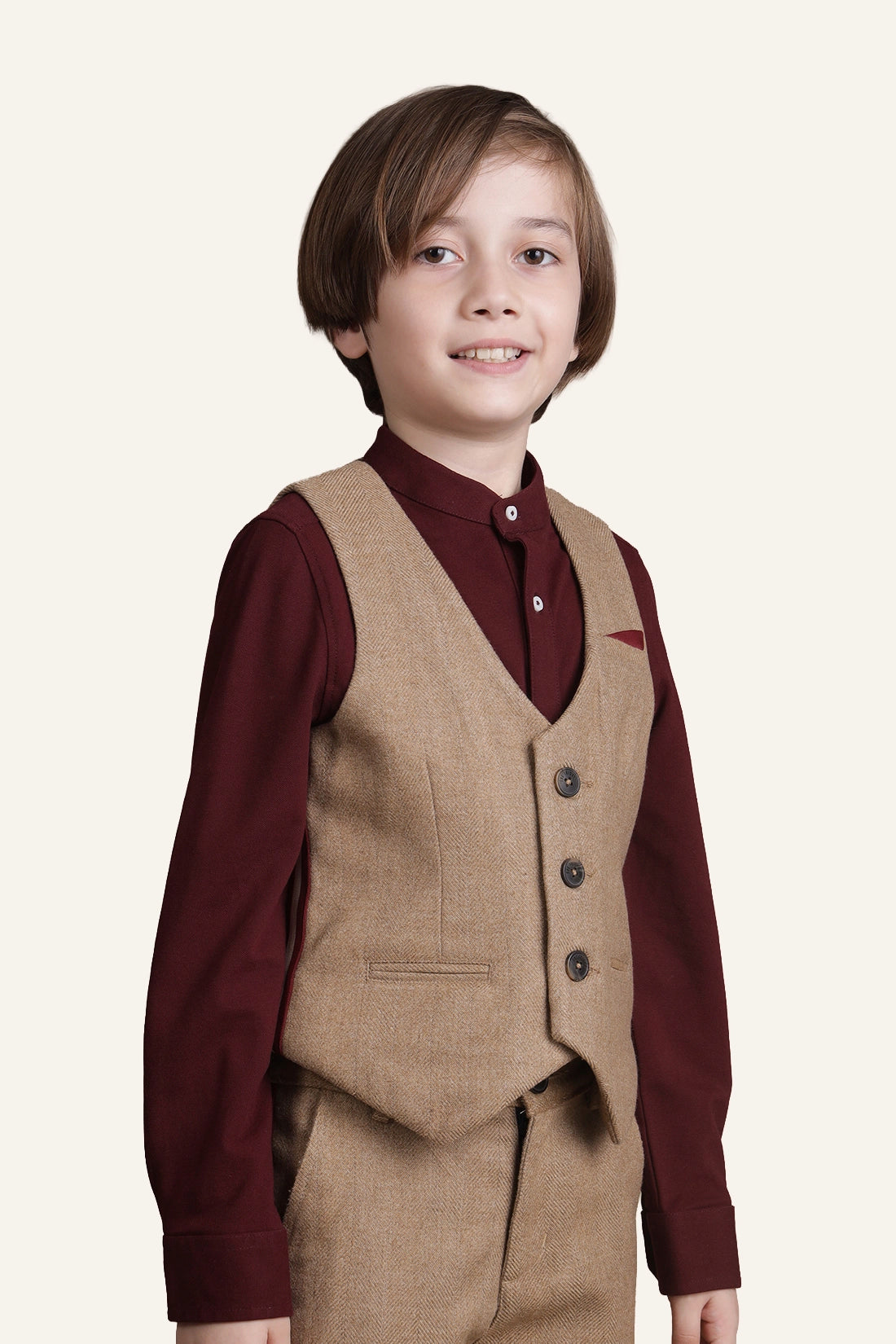Boys Beige Formal Waistcoat