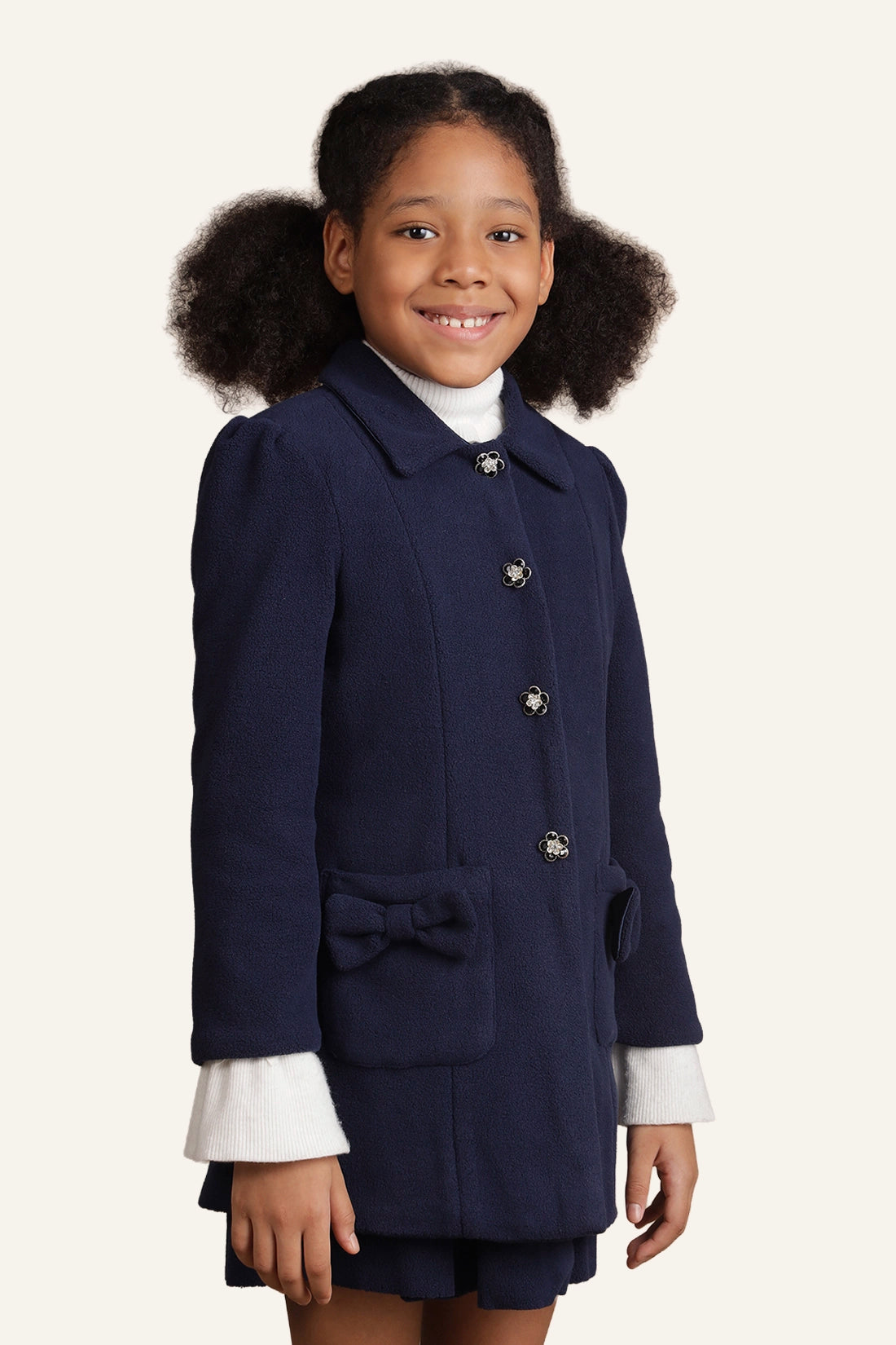 Girls Navy Blue Long Blazer