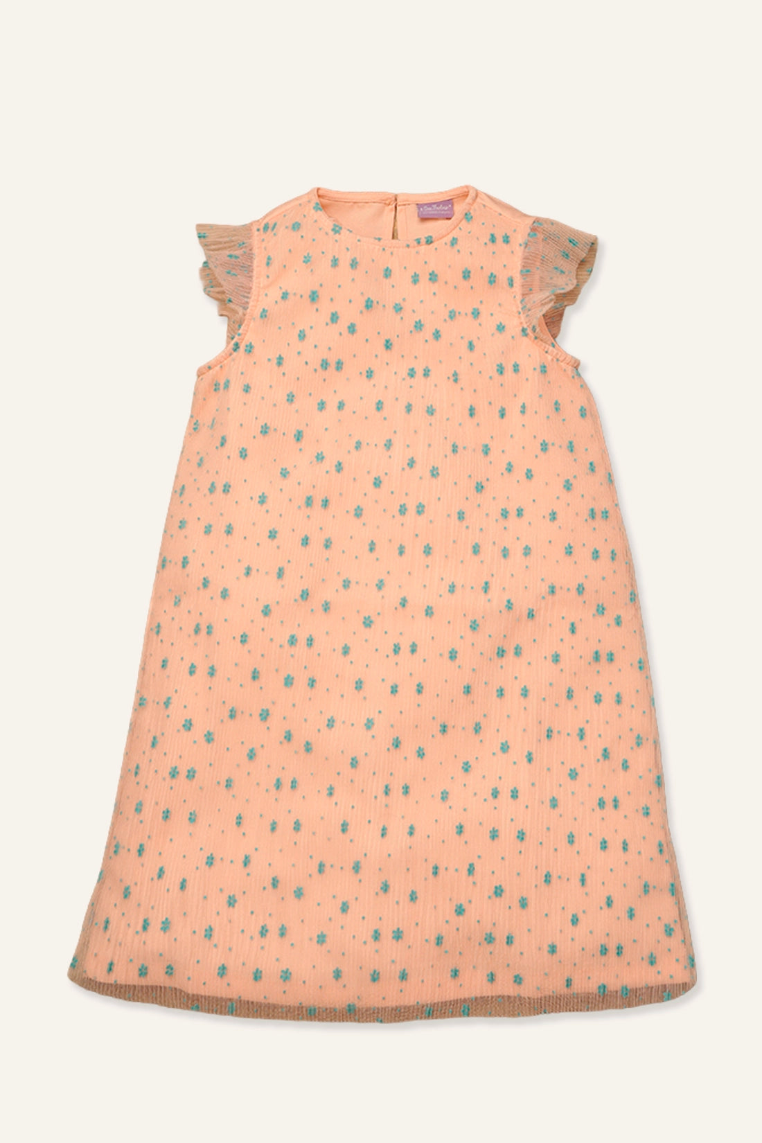 Girls Peach Solid Dress