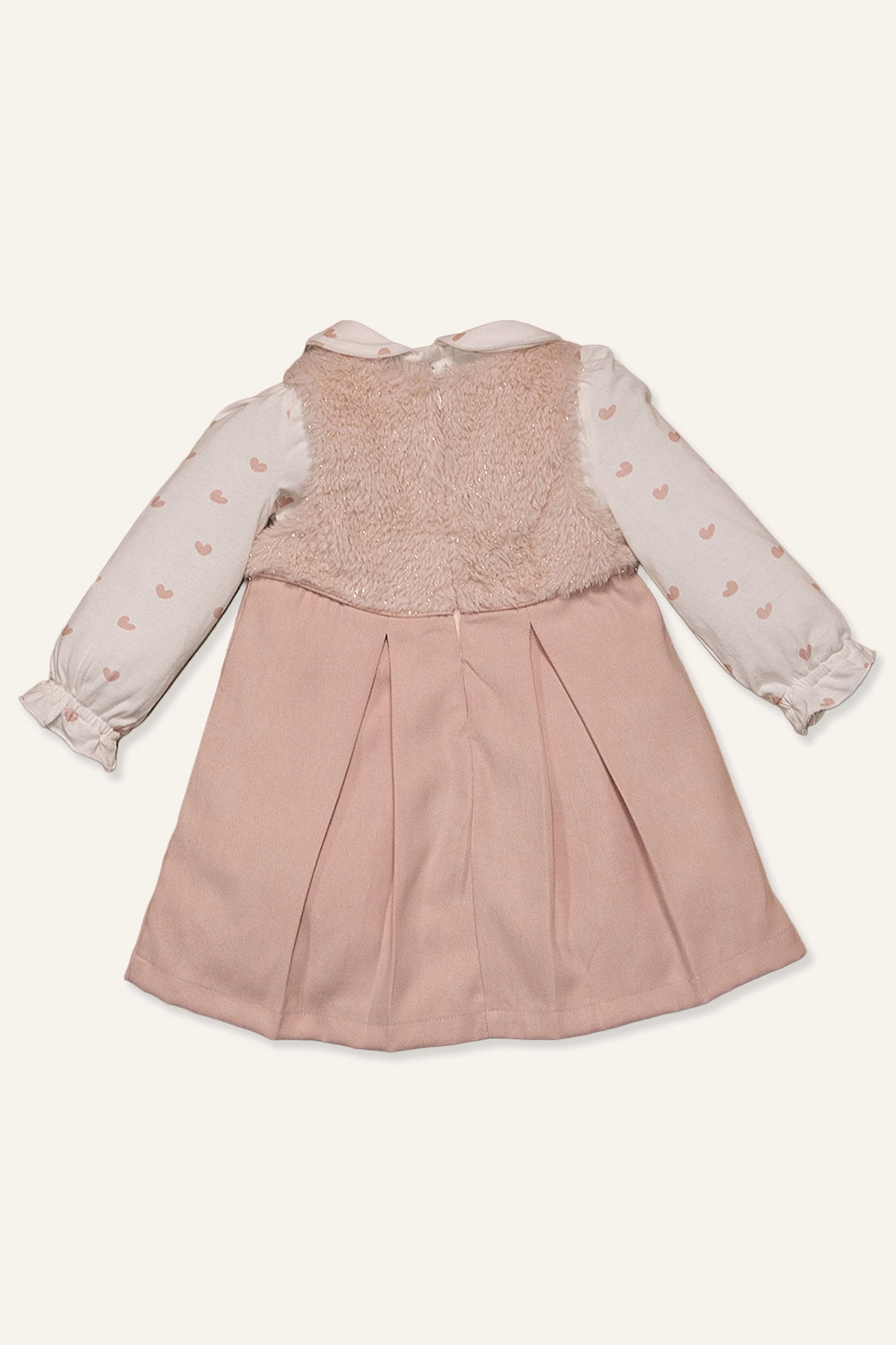 Baby Girls Pink Heart Print Dress With Top