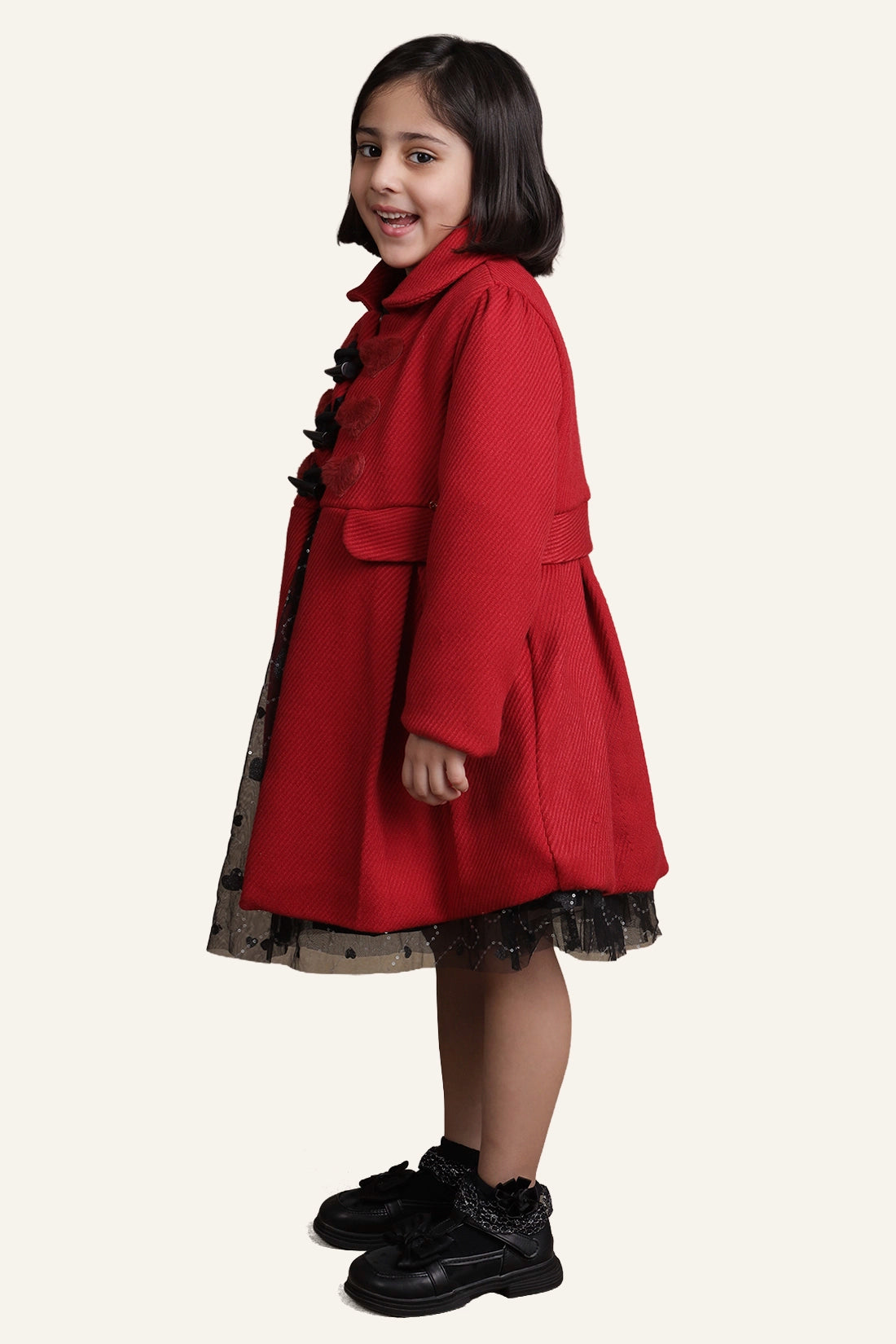 Girls Cherry Red Overcoat