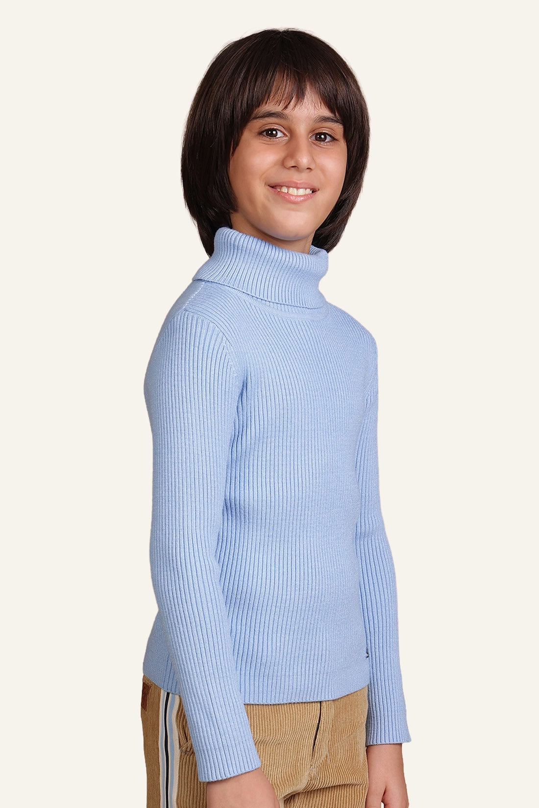 Boys Sky Blue Turtle Neck Jumper