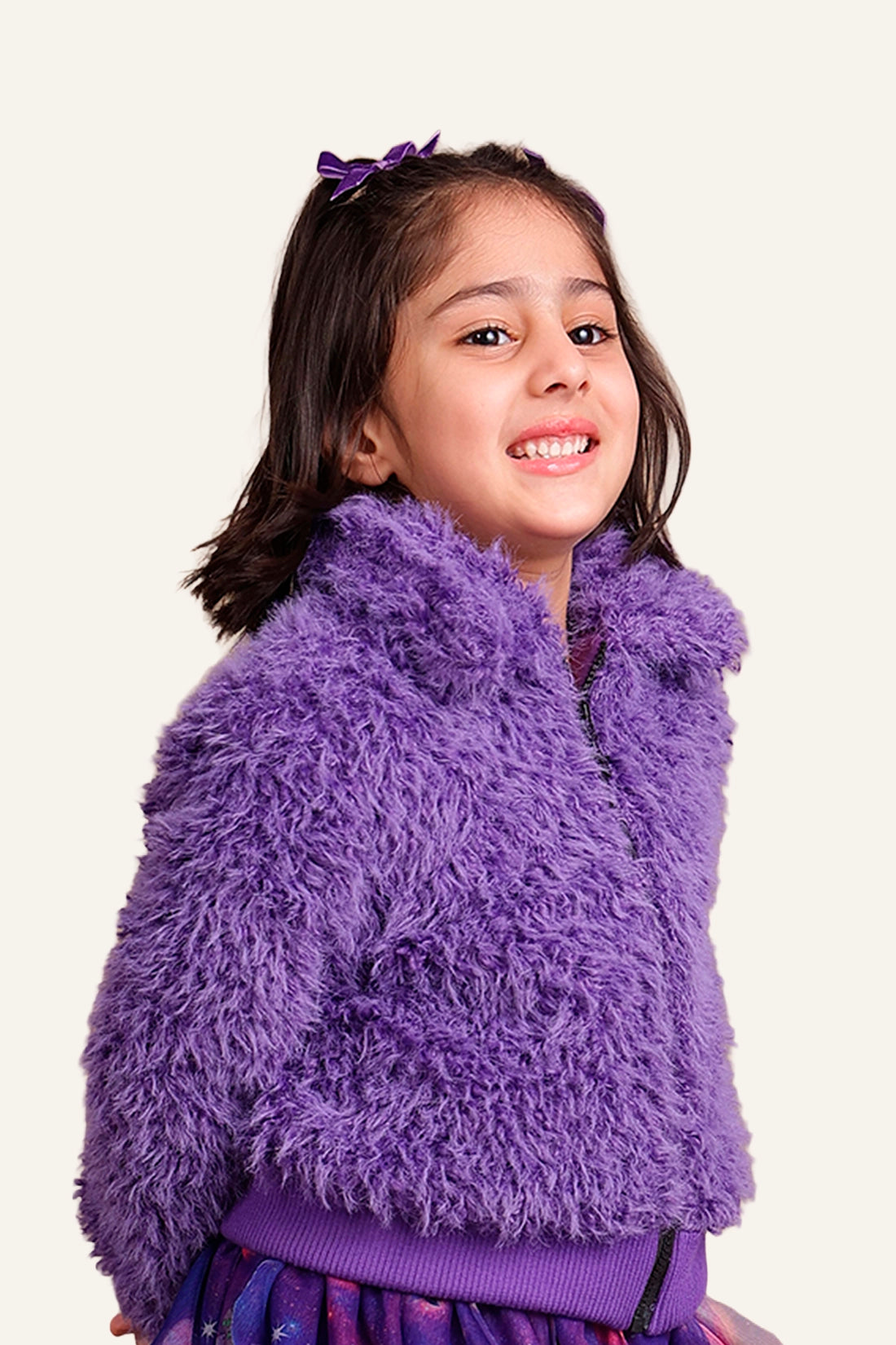 Girls Purple Fur Jacket