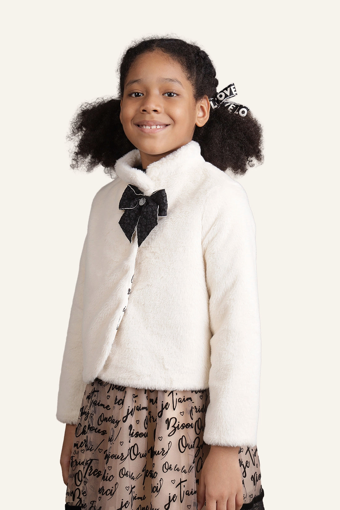 Girls White Fur Jacket
