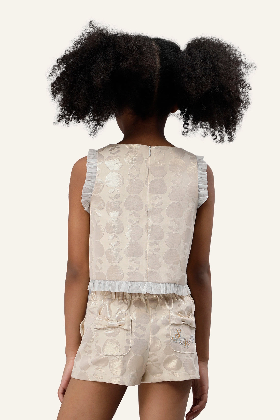 Girls Beige Round Neck Top
