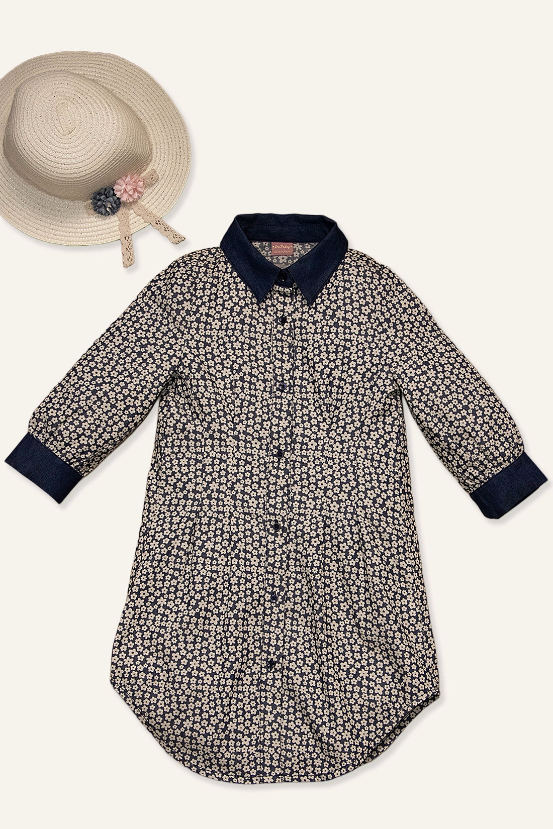 Girls Blue Floral Print Dress