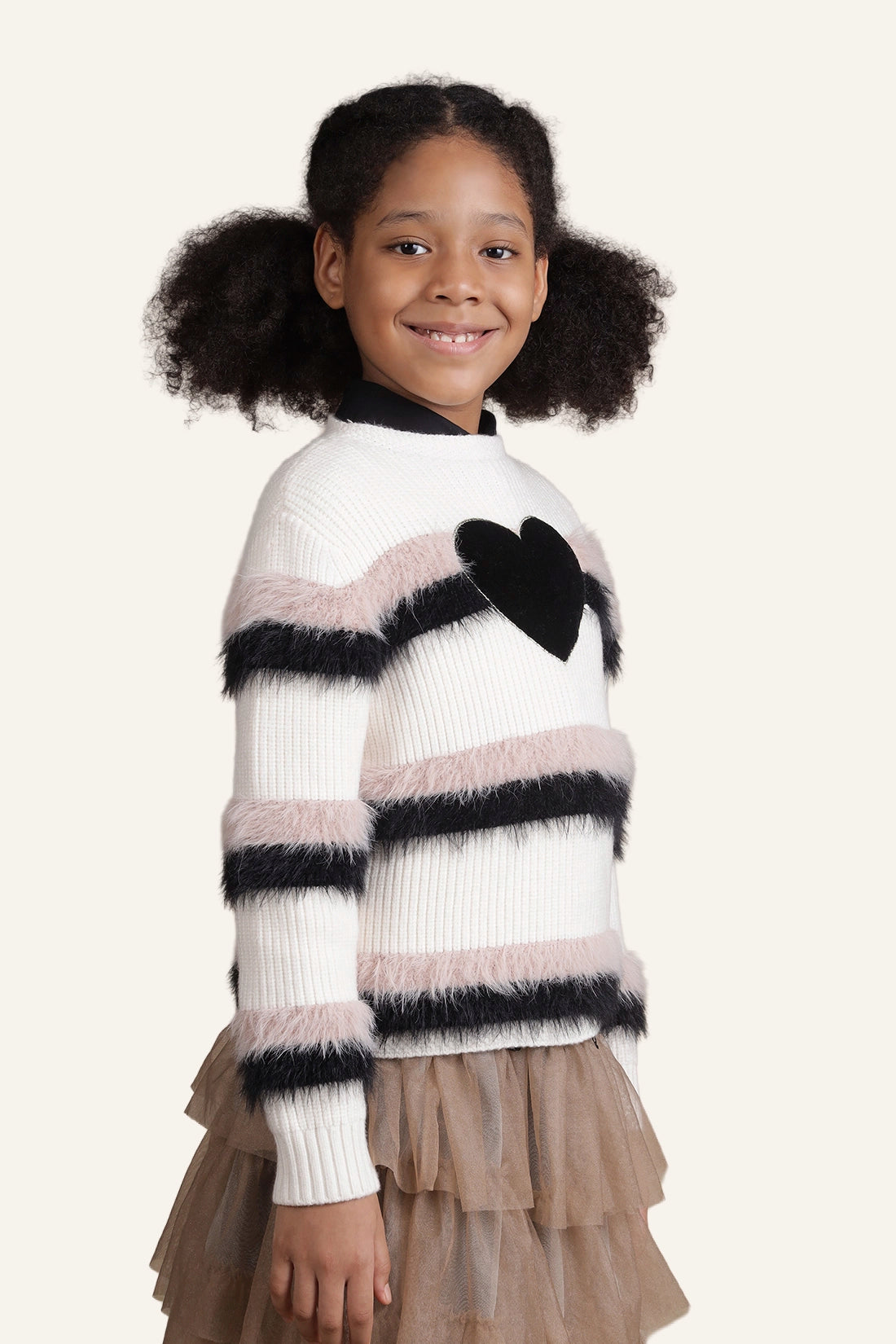 Girls Multicolor Stripes Sweater