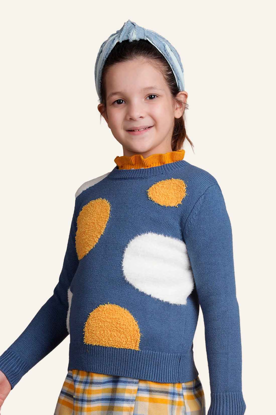 Girls Navy Blue Polka Dot Sweater
