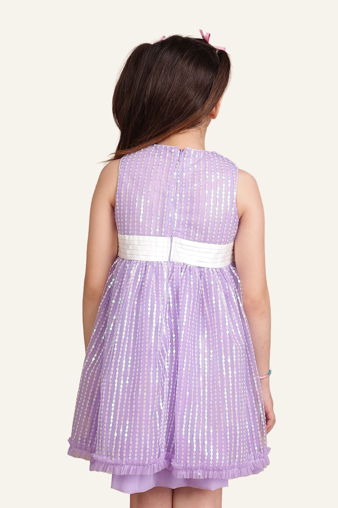 Girls Lilac Soft-Sequined Dress