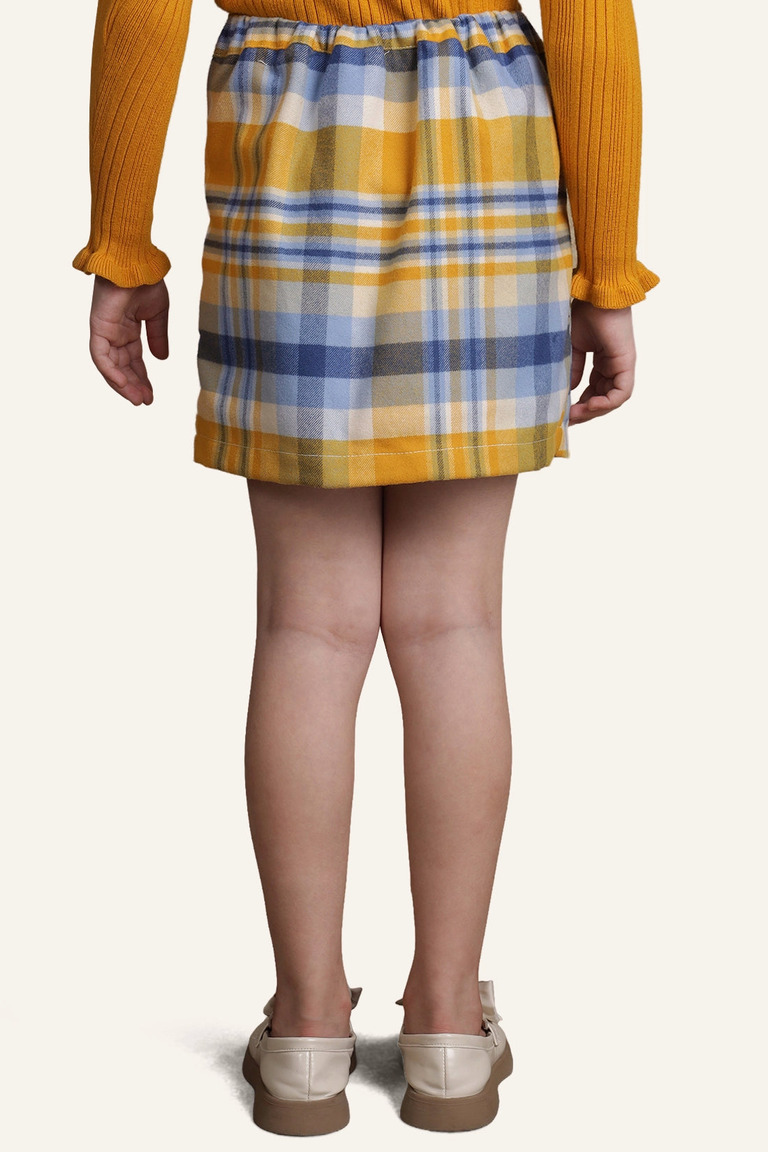 Girls Multicolor Checks Skirt