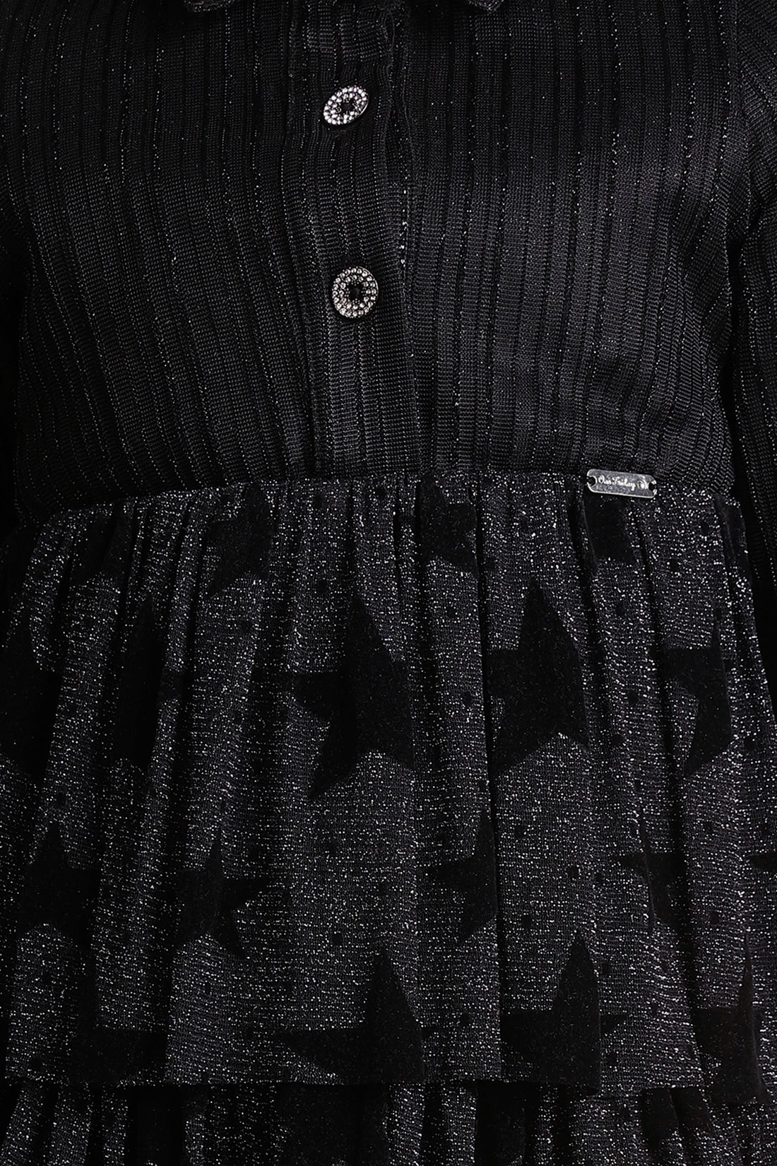 Girls Star Printed Black Dress