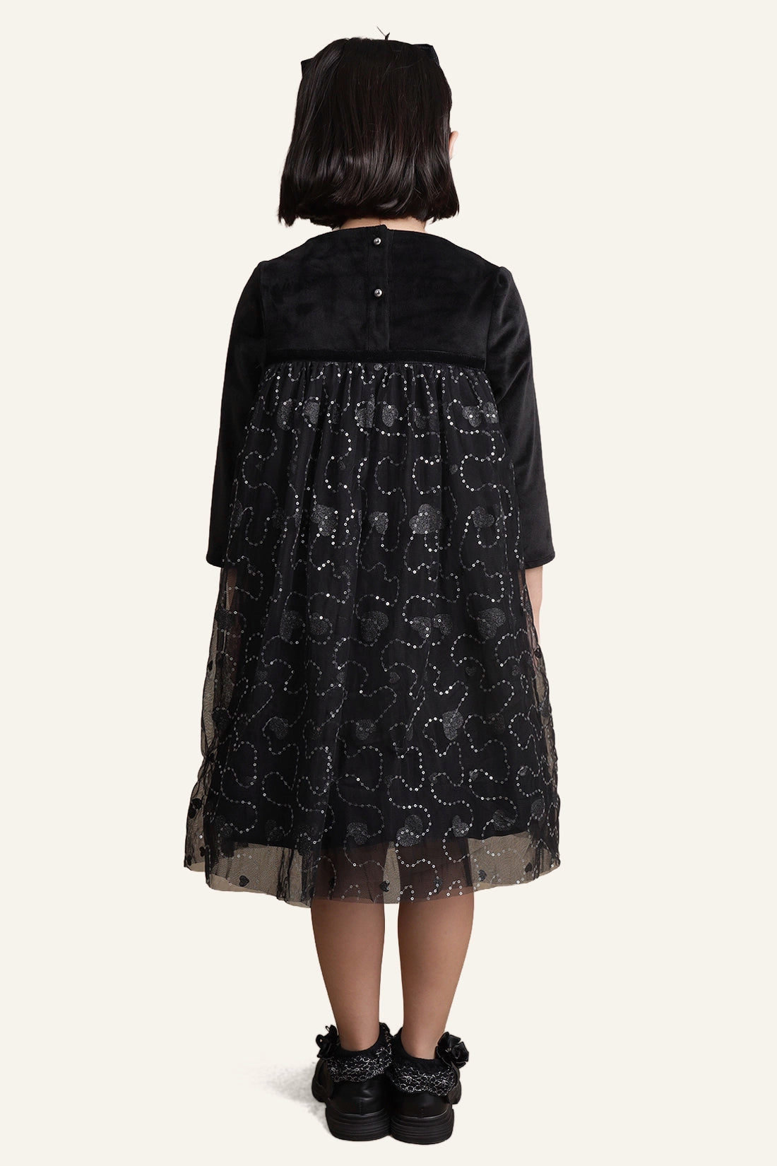 Girls Black Sequinned Dress